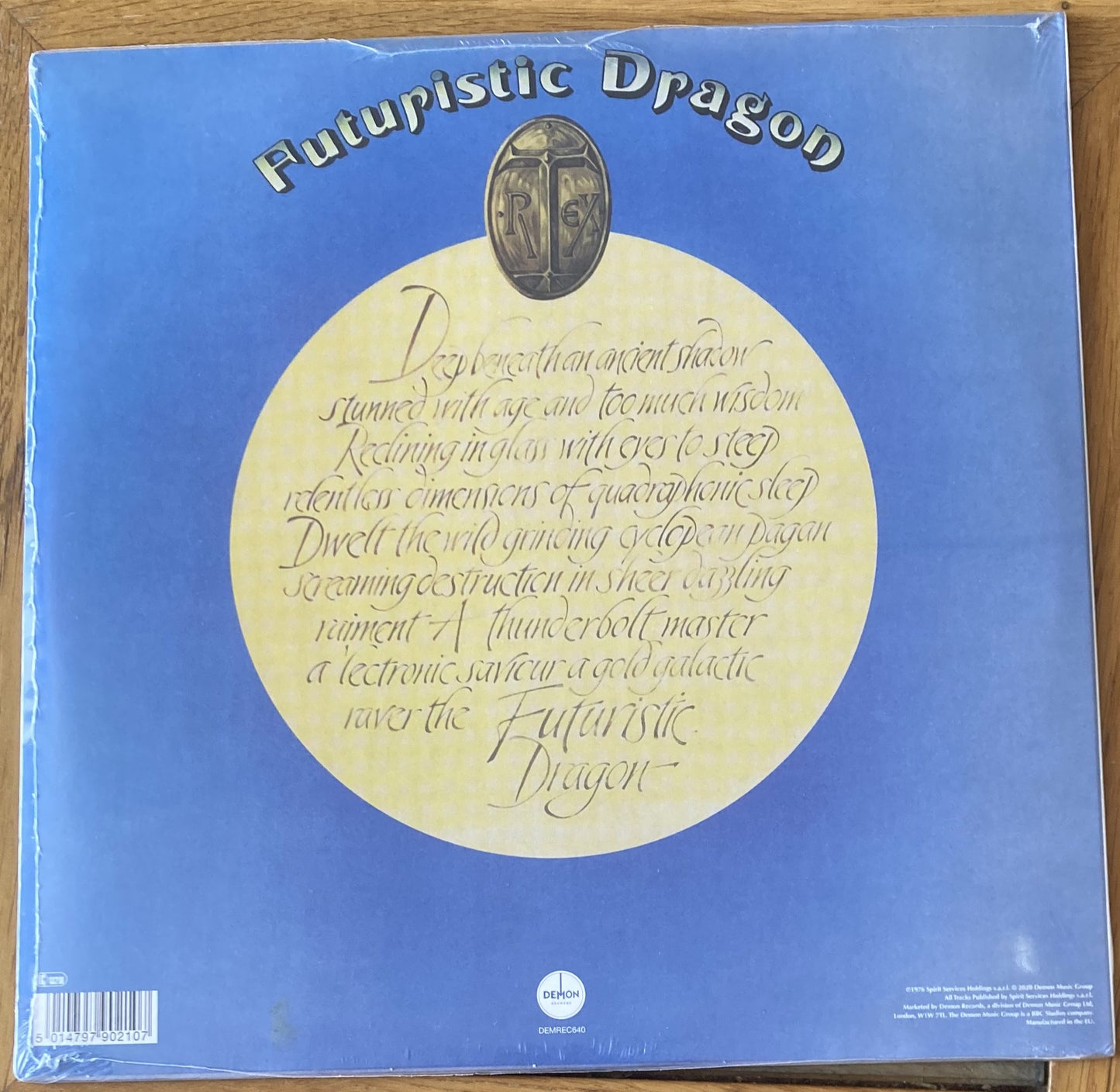 The back of 'T.Rex - Futuristic Dragon' on vinyl