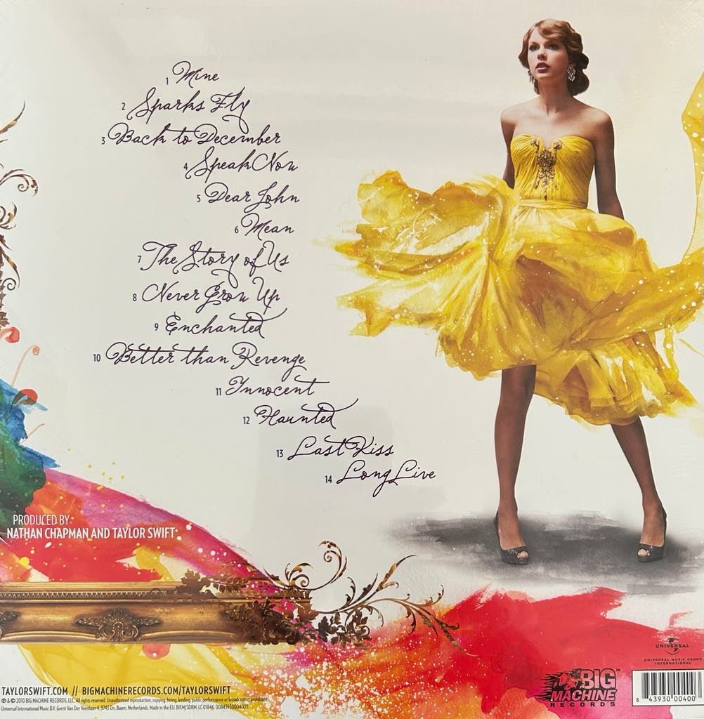 The back of 'Taylor Swift - Speak Now' on vinyl