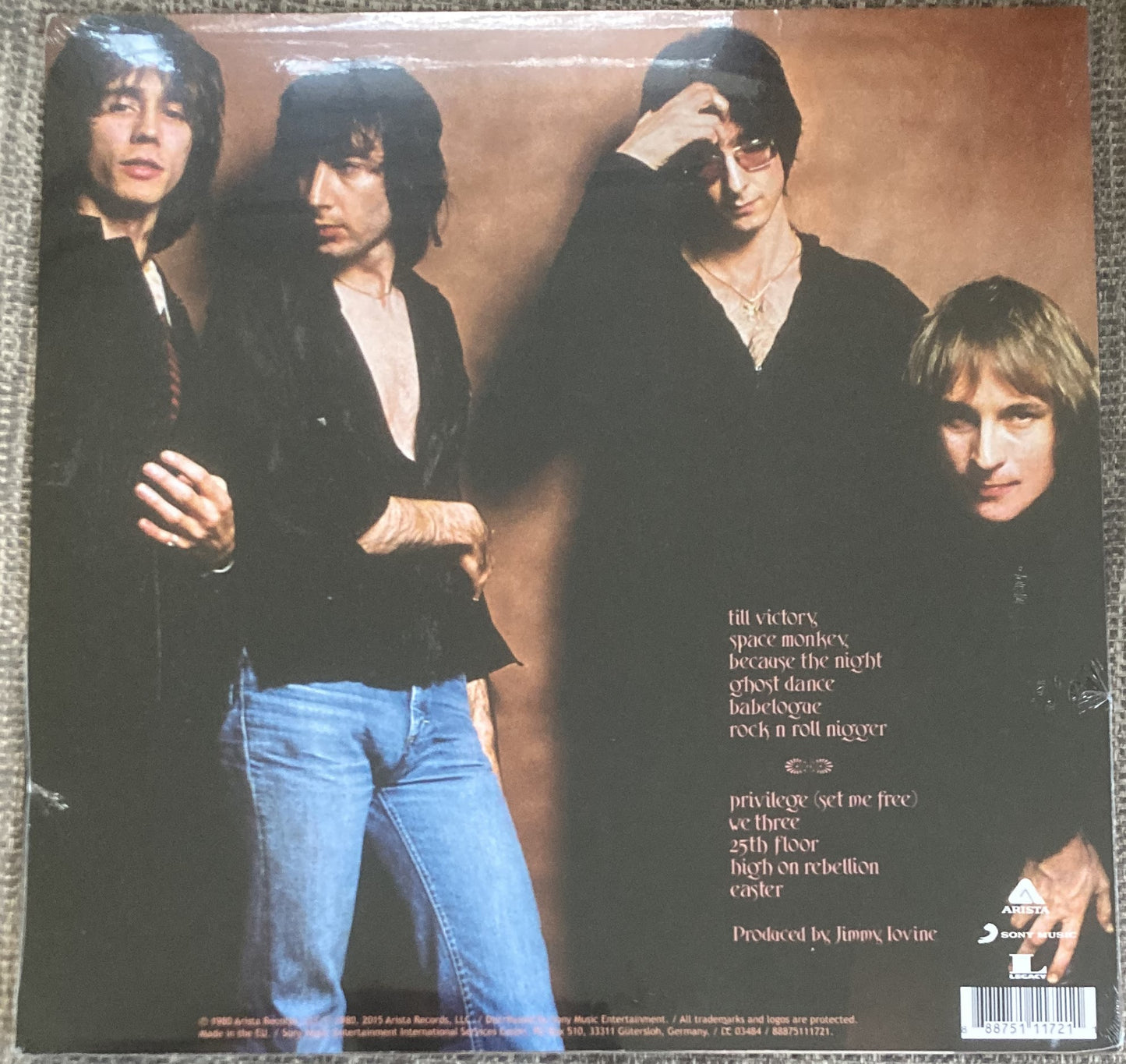 The back of Patti Smith Easter on vinyl