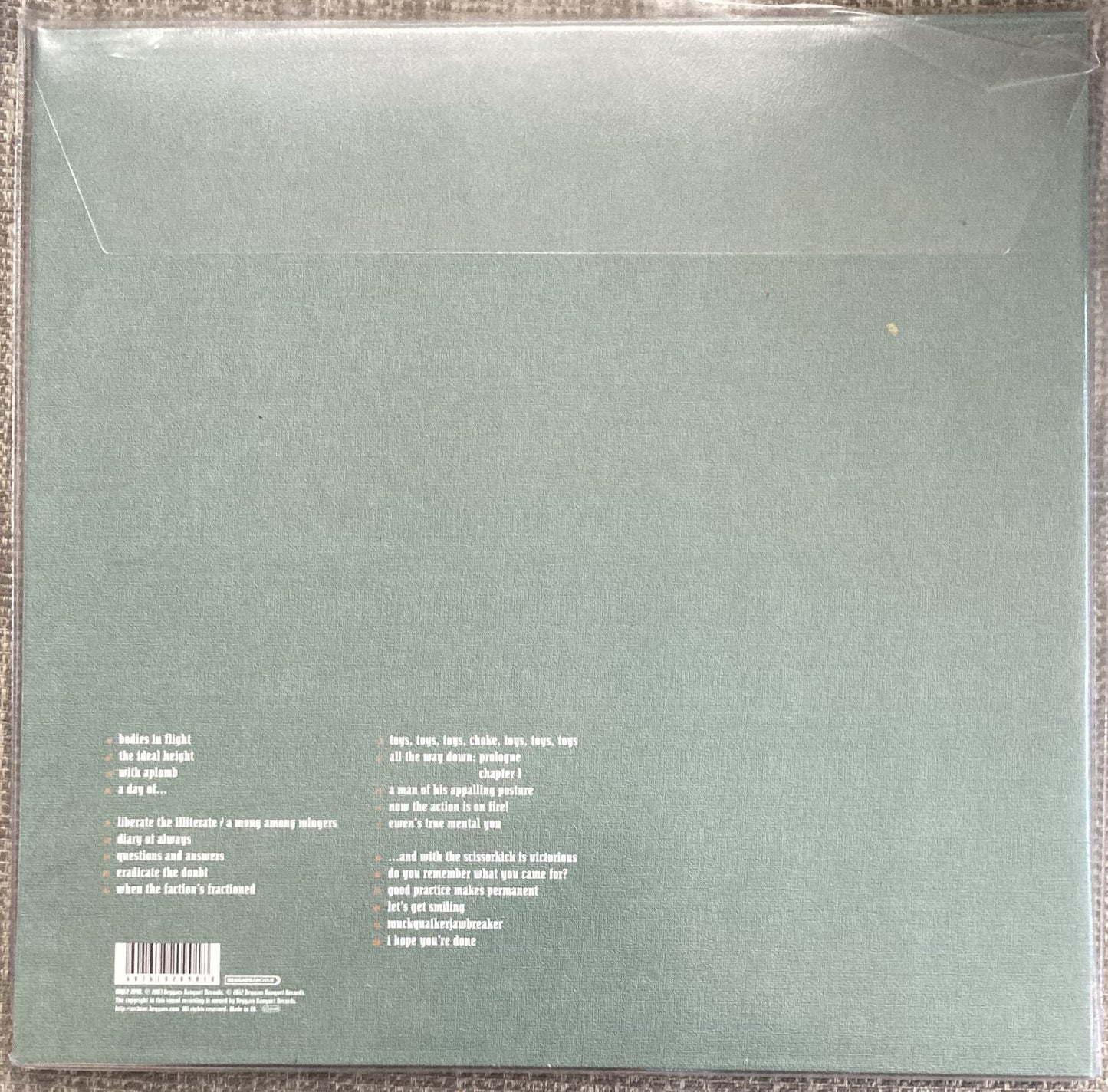 The back of Biffy Clyro - The Vertigo of Bliss on vinyl