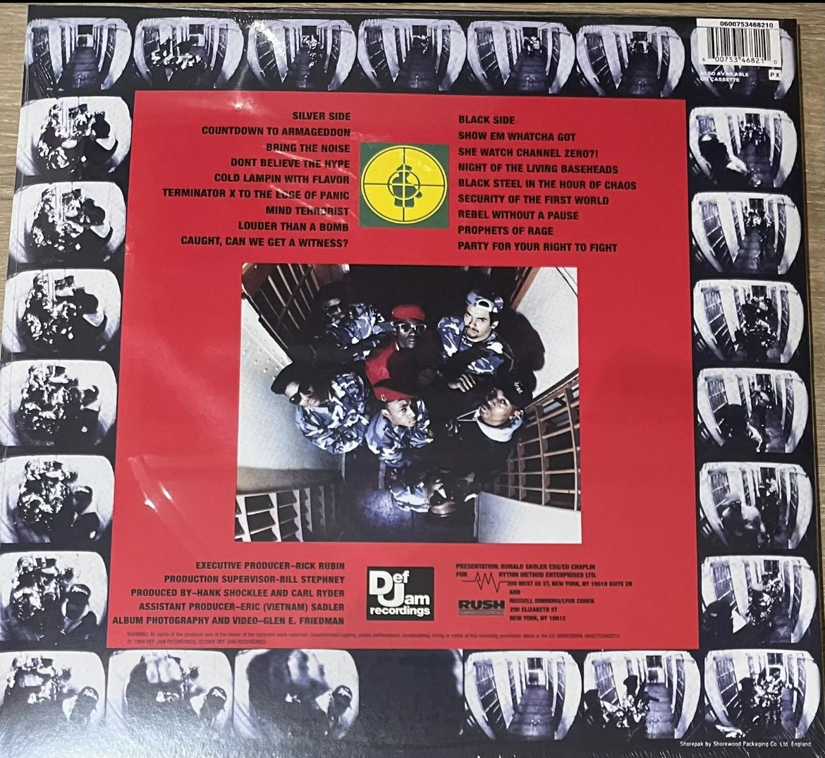 The back of 'Public Enemy It Takes A Nation of Millions to Hold Us Back' on vinyl