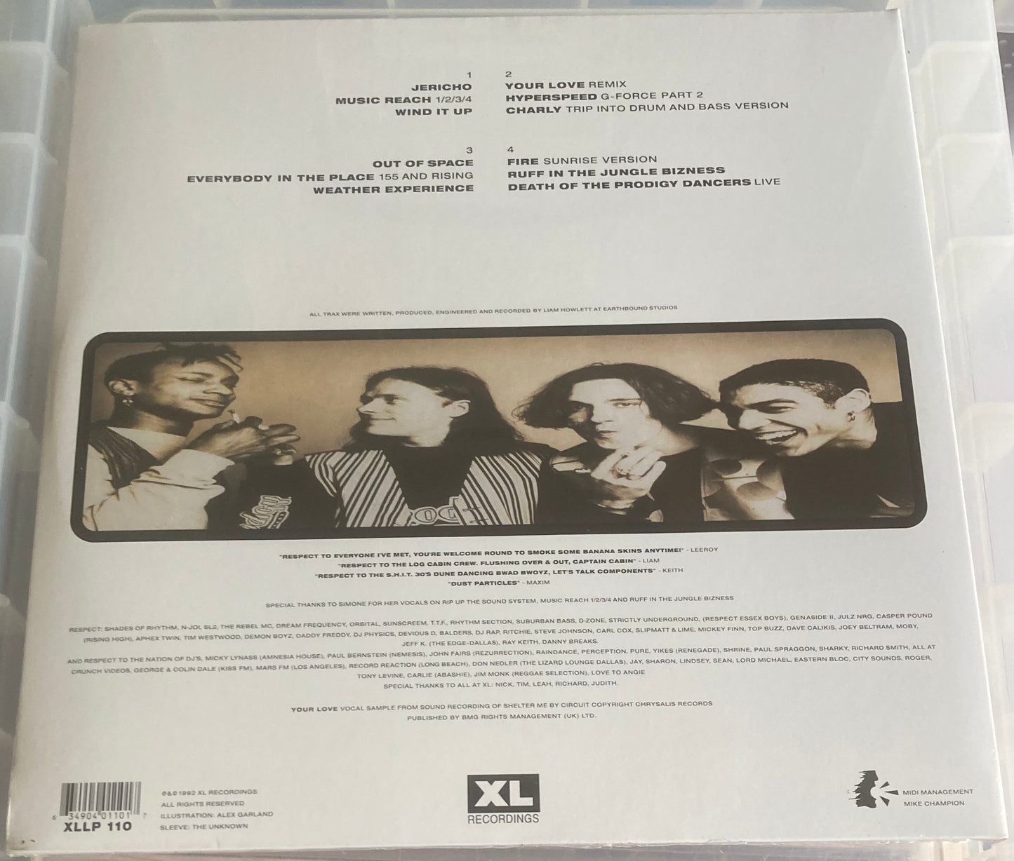 The back of 'The Prodigy - Experience' on vinyl