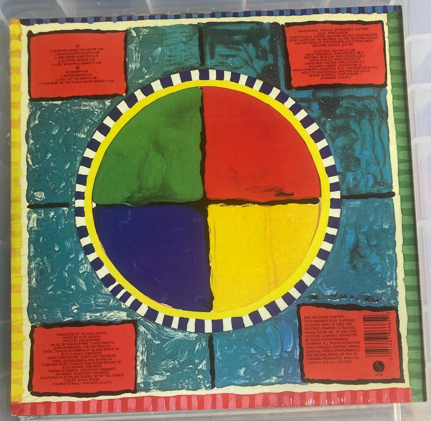 The back of 'Talking Heads - Speaking in Tongues' in vinyl