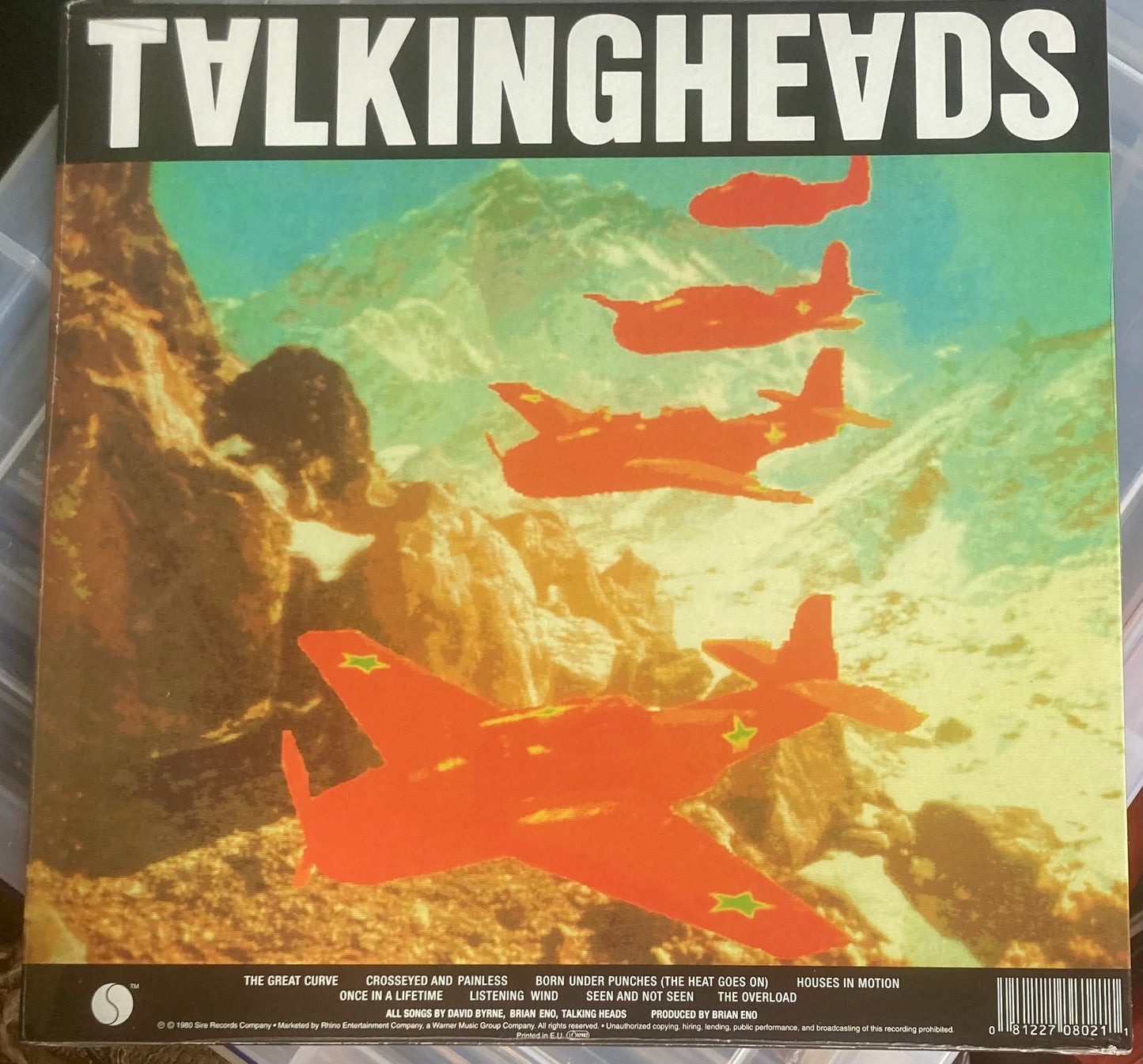 The back of 'Talking Heads - Remain in Light' in vinyl