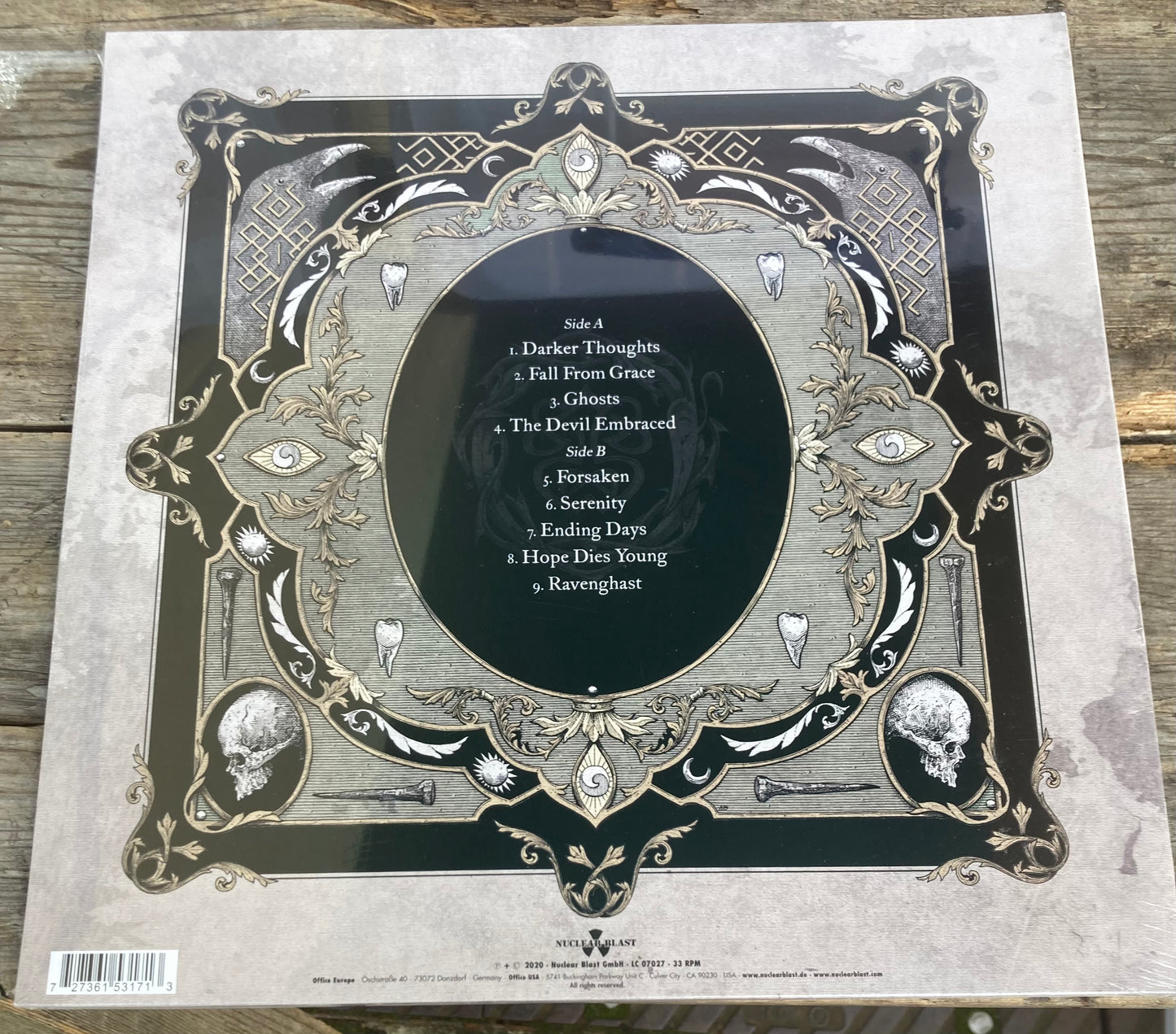 The back of 'Paradise Lost - Obsidian' on vinyl