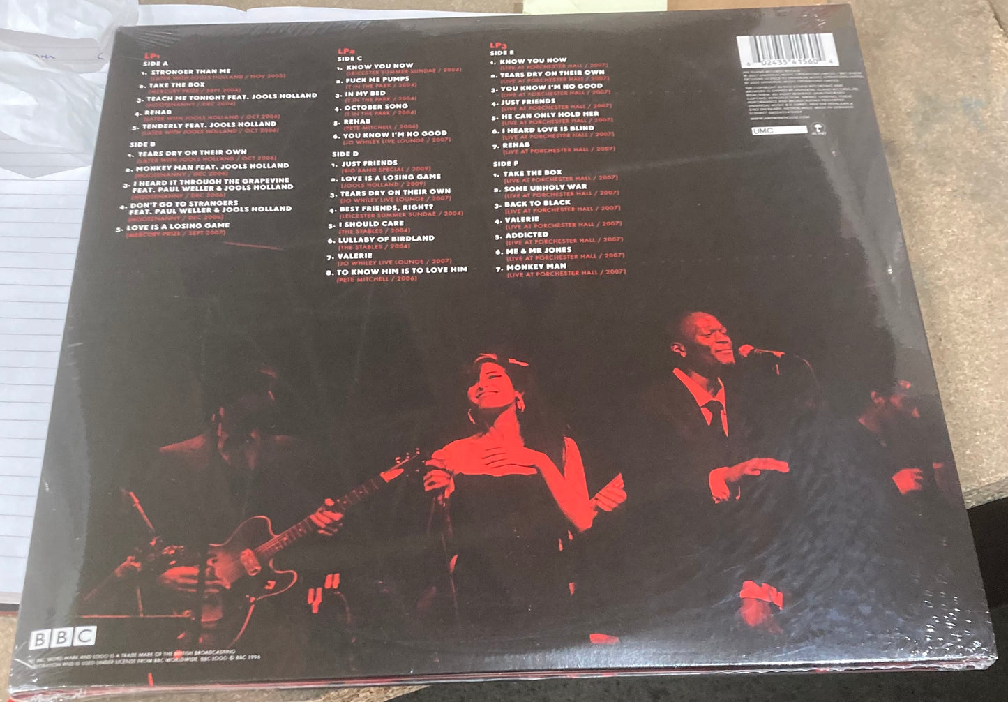 The back of ‘Amy Winehouse - At the BBC’ on vinyl