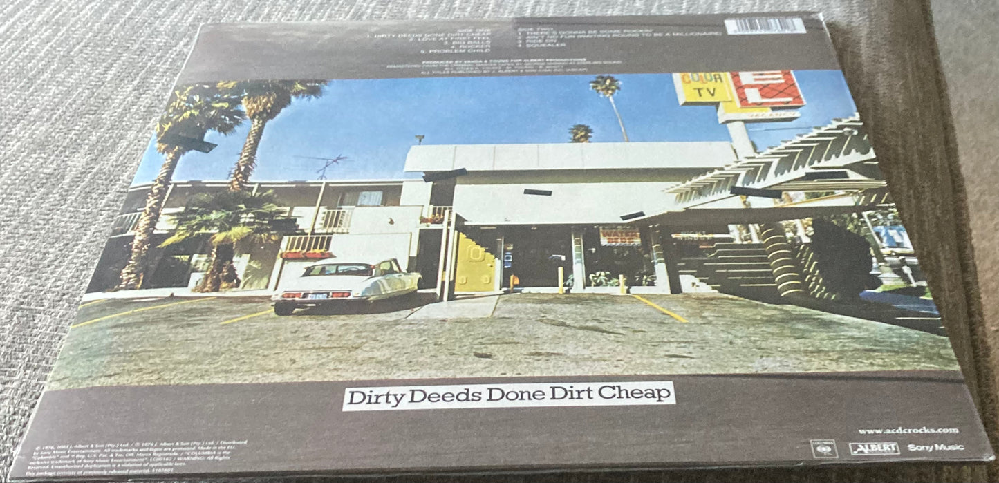 A picture of the back of AC/DC - Dirty Deeds Done Dirt Cheap on Vinyl