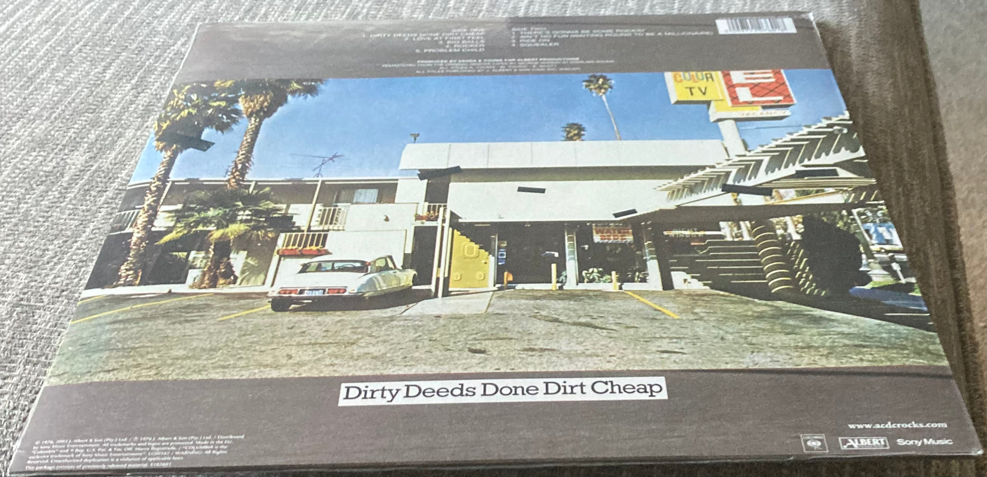 A picture of the back of AC/DC - Dirty Deeds Done Dirt Cheap on Vinyl
