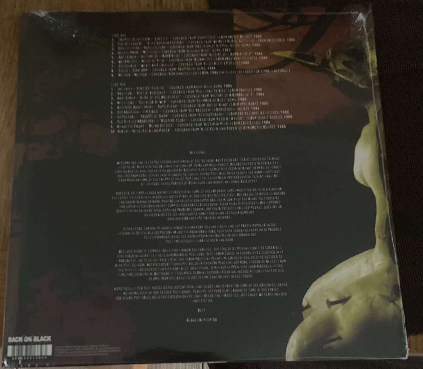 The back of Napalm Death - Leaders Not Followers: Part 2 on vinyl