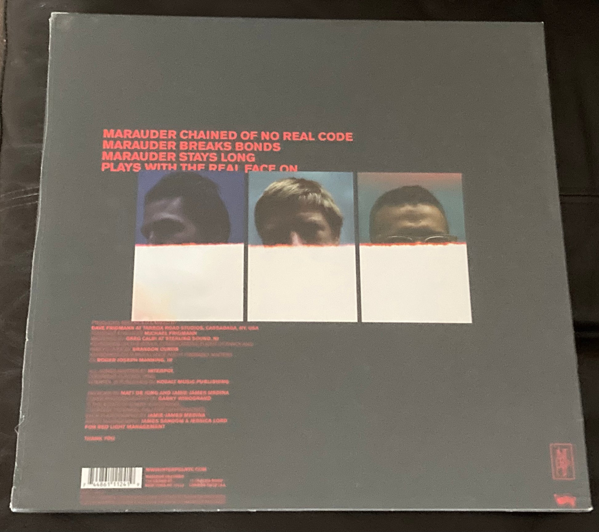 The back of 'Interpol - Marauder' on vinyl