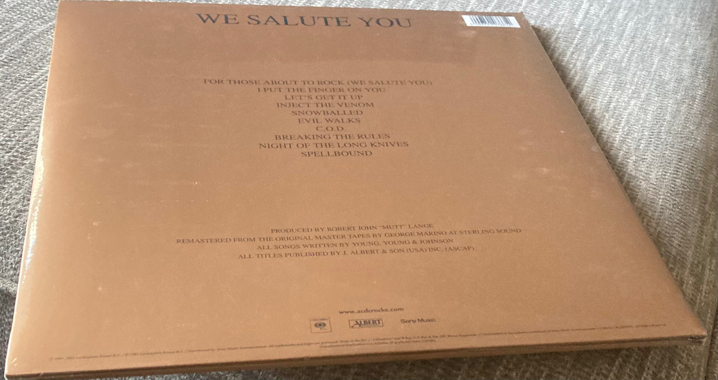 The back of AC/DC - For Those About To Rock on Vinyl