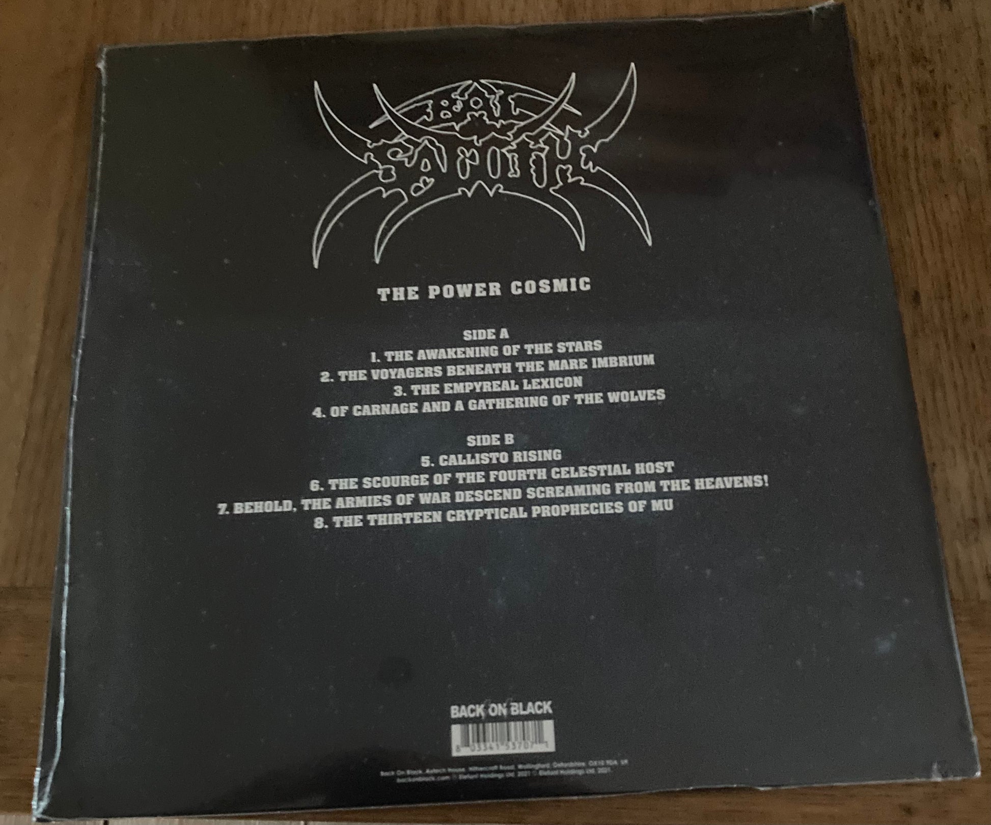 The back of Bal-Sagoth - The Power Cosmic on vinyl