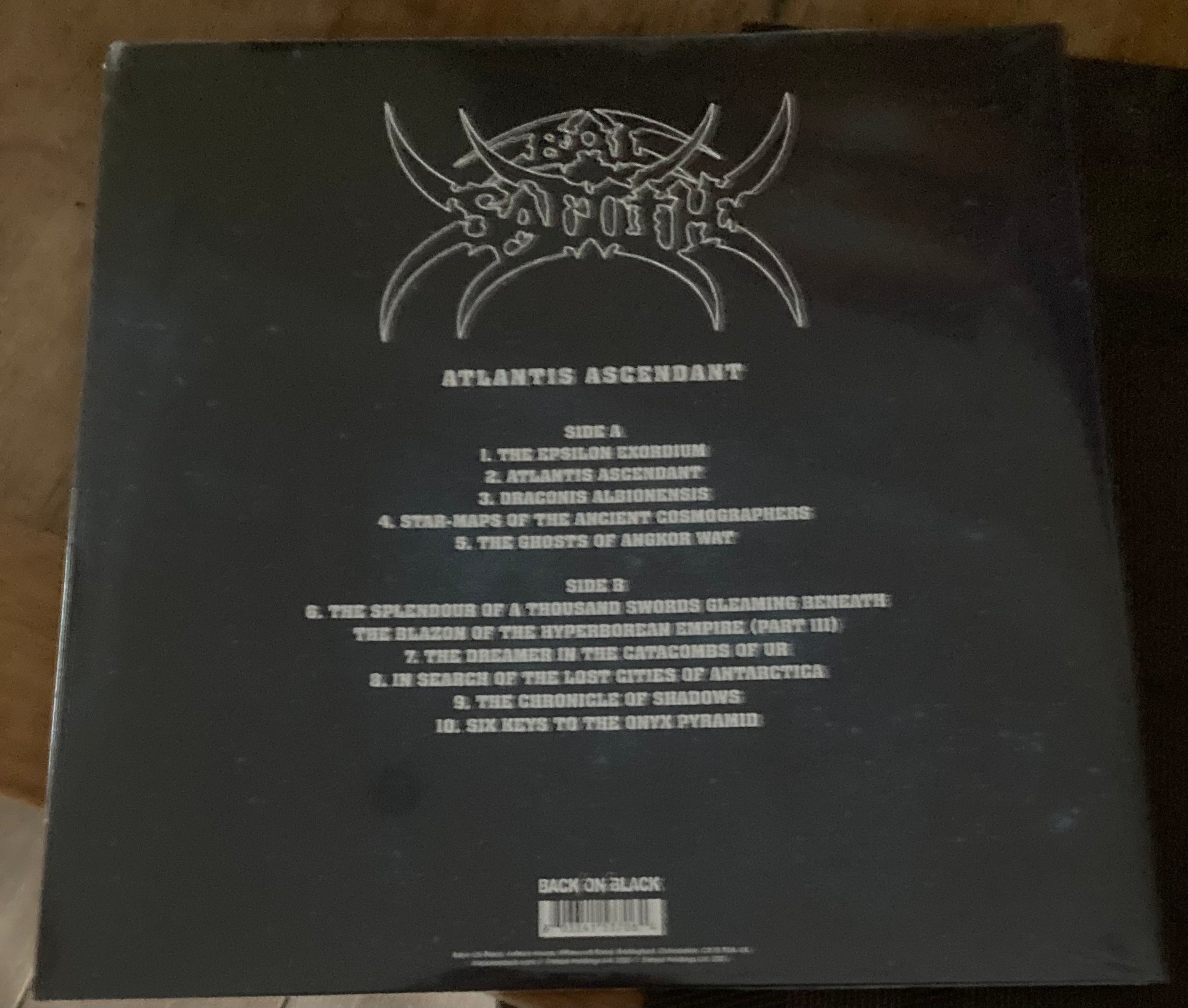 The back of Bal-Sagoth - Atlantis Ascendant on Vinyl