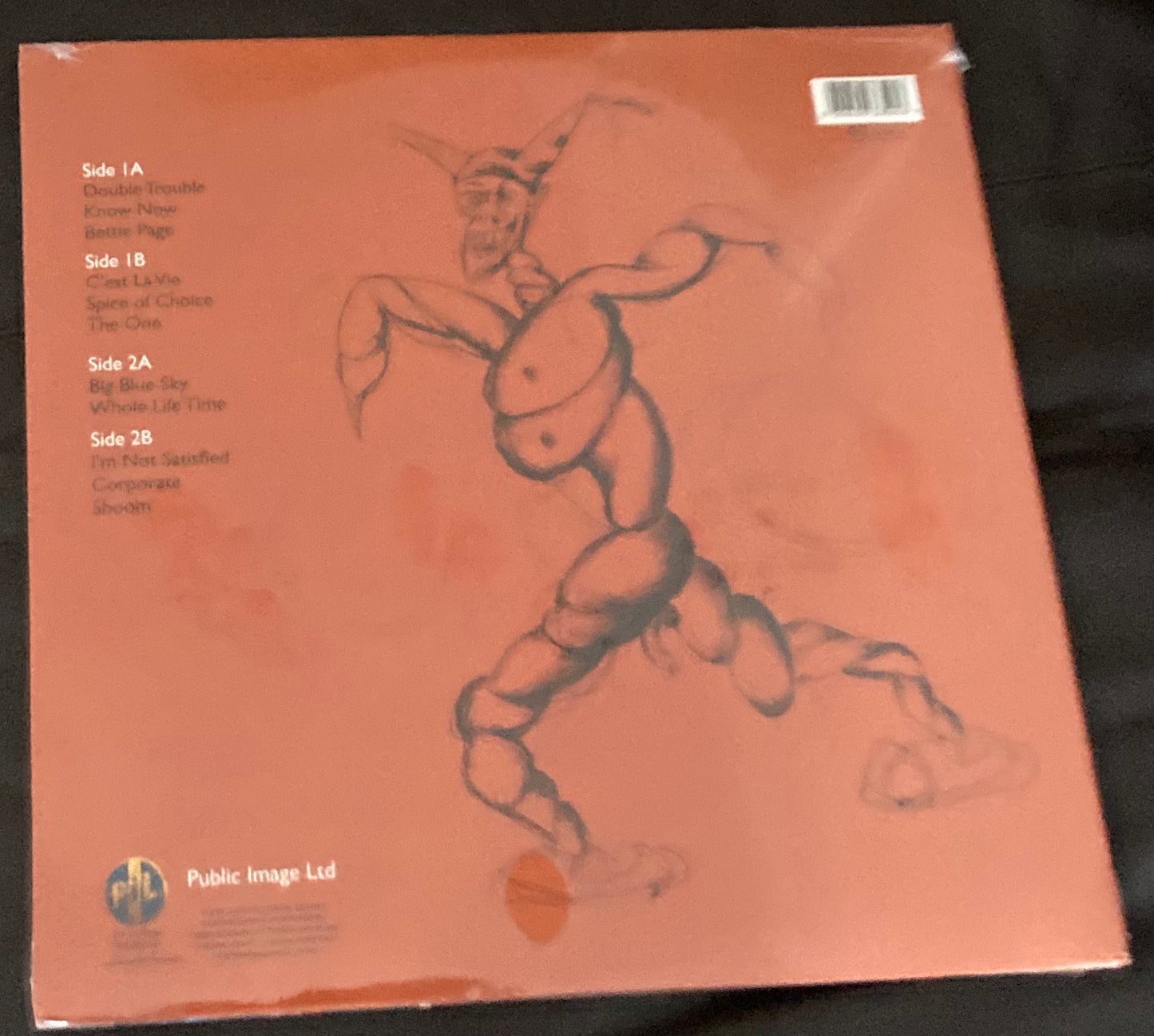 The back of 'Public Image Ltd - What the World Needs Now' on vinyl