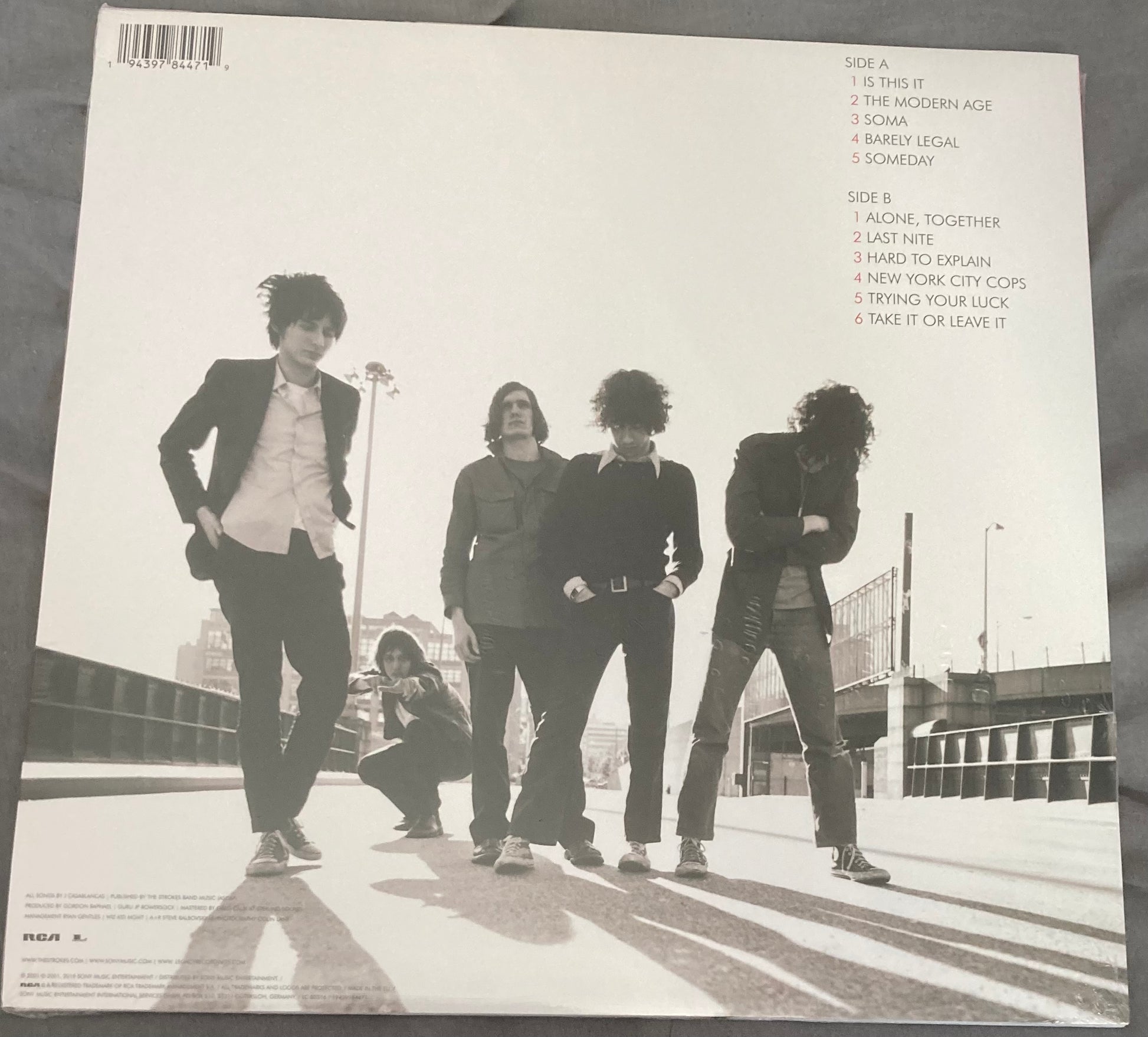 The back of 'The Strokes - Is this It?' on vinyl