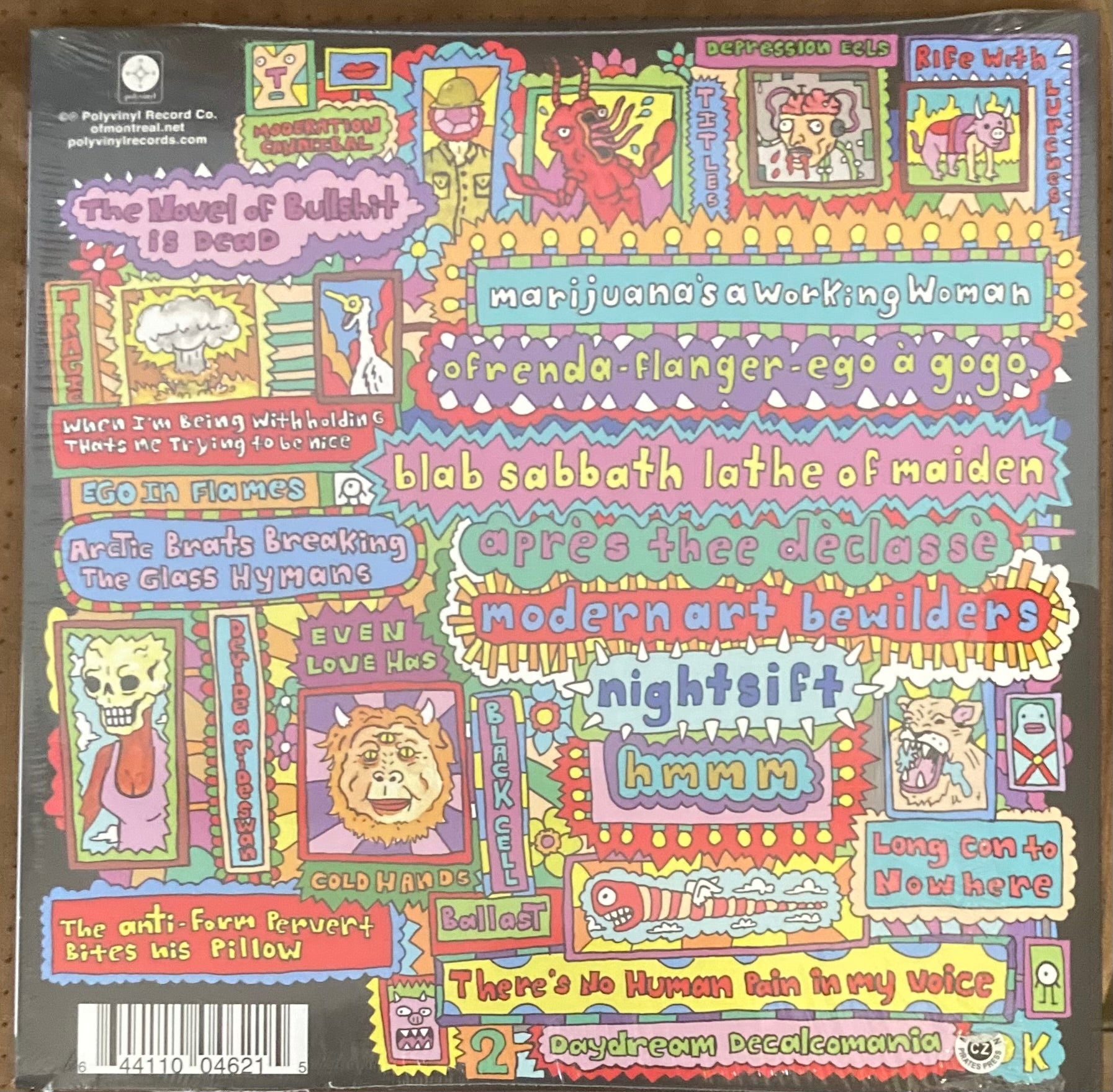 The back of 'Of Montreal - Fuck Fuck Fuck' on vinyl
