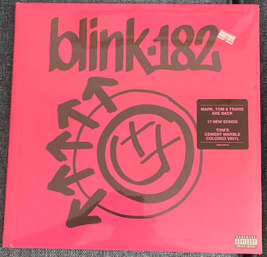 The front of 'Blink 182 self-titled album' on vinyl