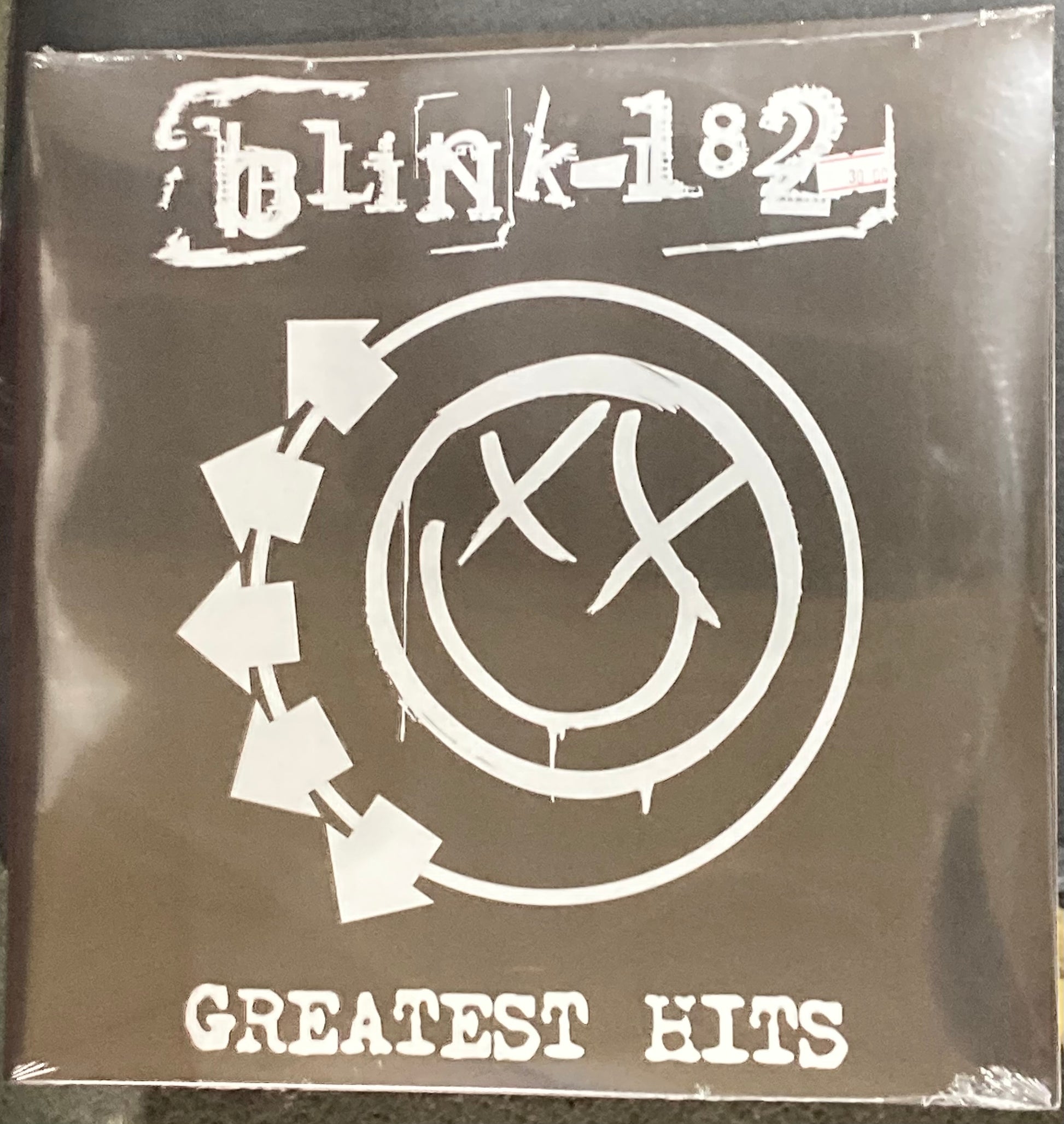 The front of 'Blink 182 - Greatest Hits' on vinyl