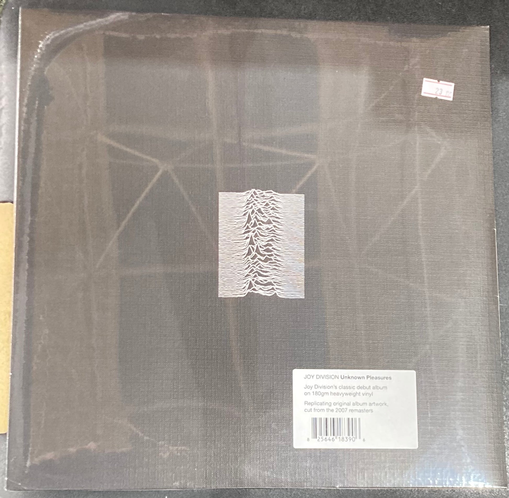 The front of 'Joy Division - Unknown Pleasures' on vinyl
