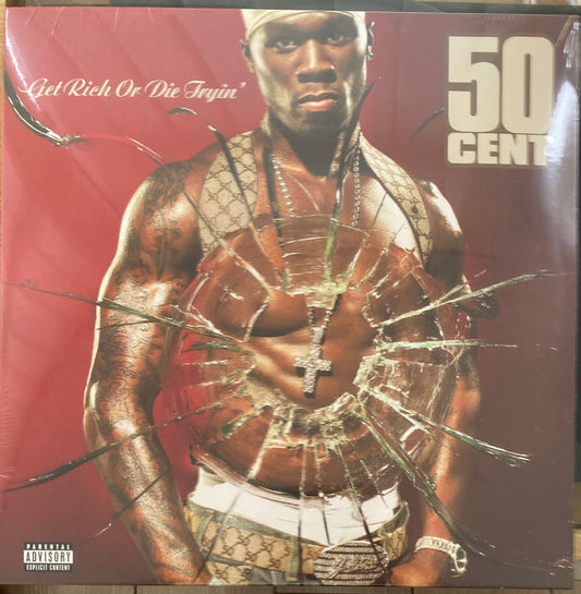 The front of ‘50 Cent - Get Rich or Die Trying’ on vinyl.