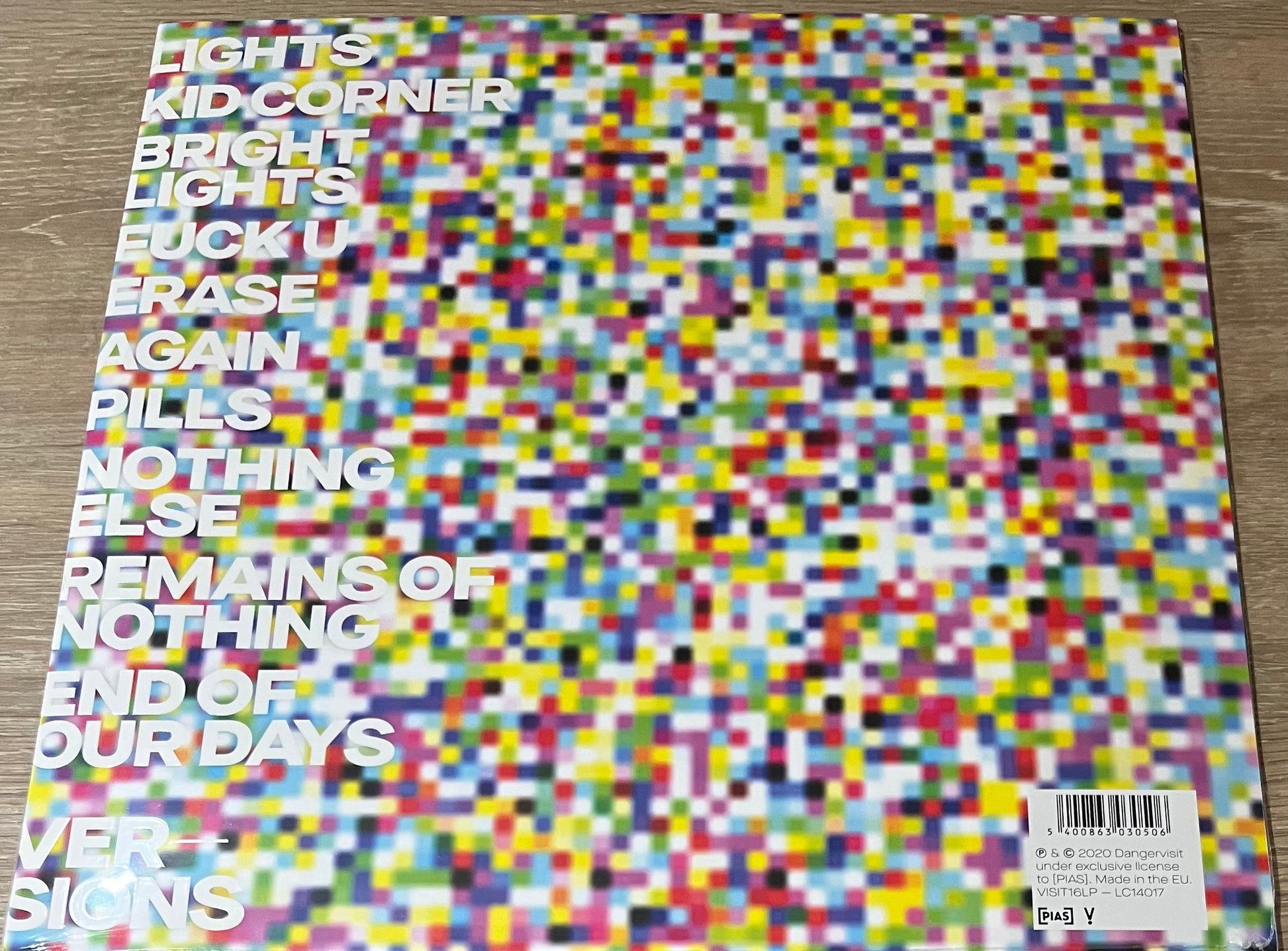 The back of 'Archive Versions' on vinyl