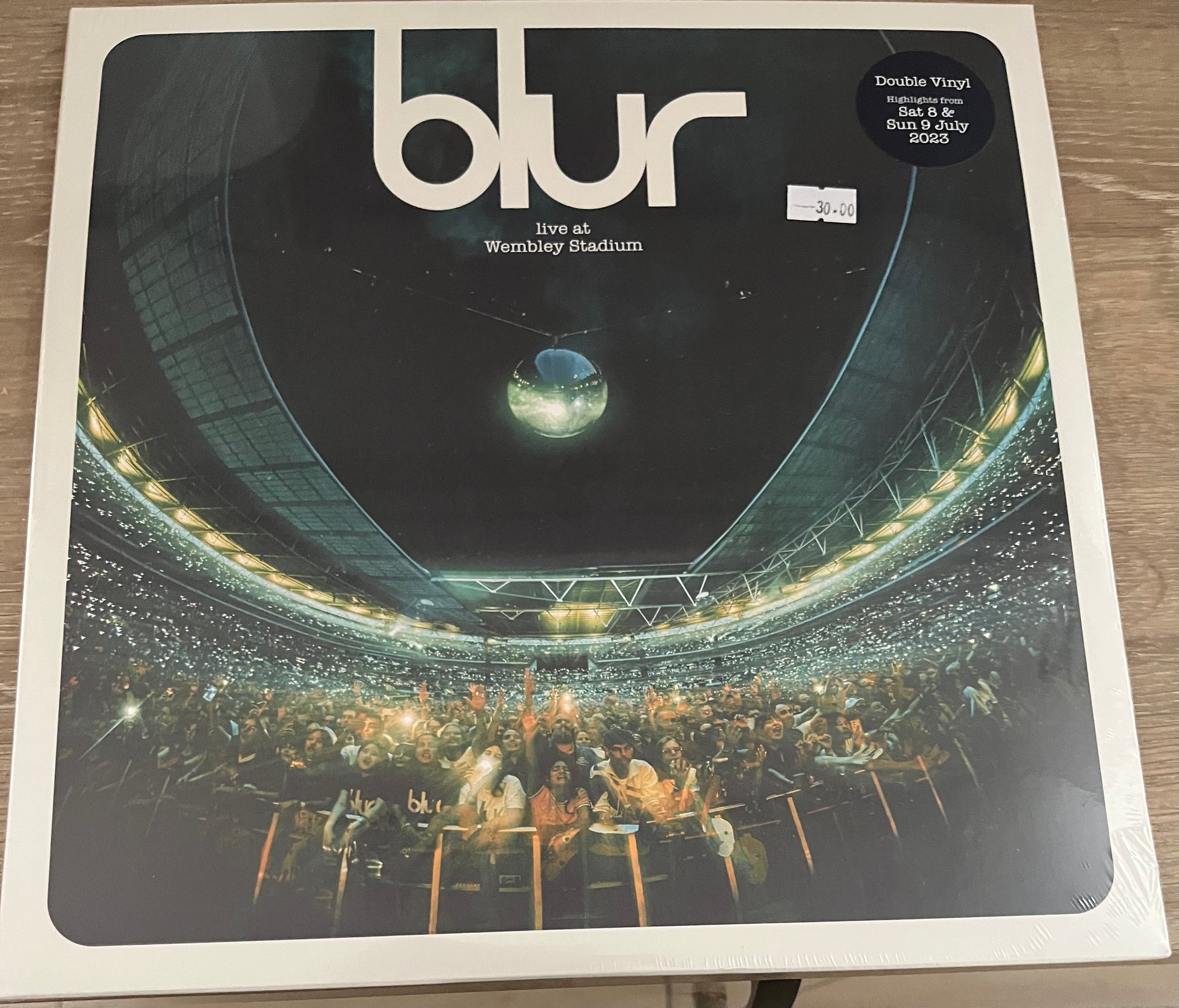 The front of 'Blur Live At Wembley Stadium' on vinyl