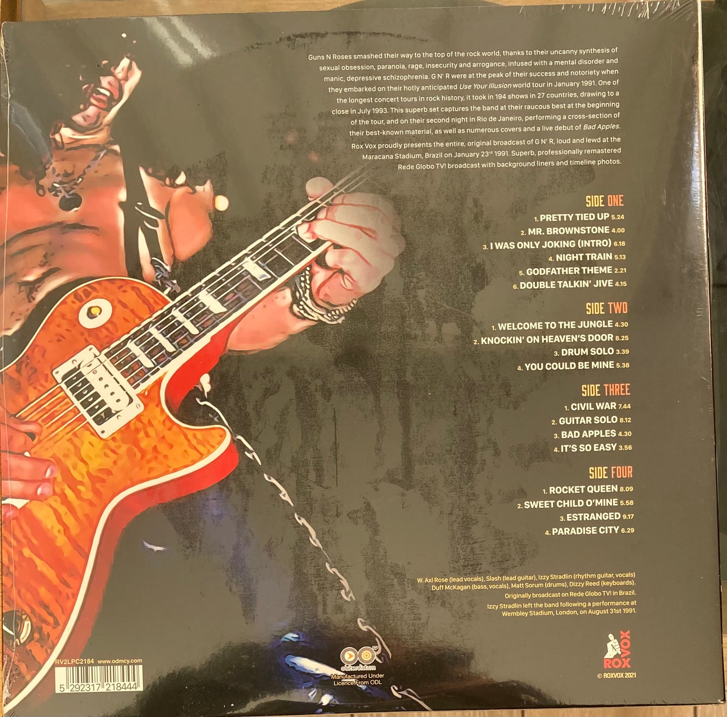 The back of 'Guns N' Roses Brazil ‘91' on vinyl