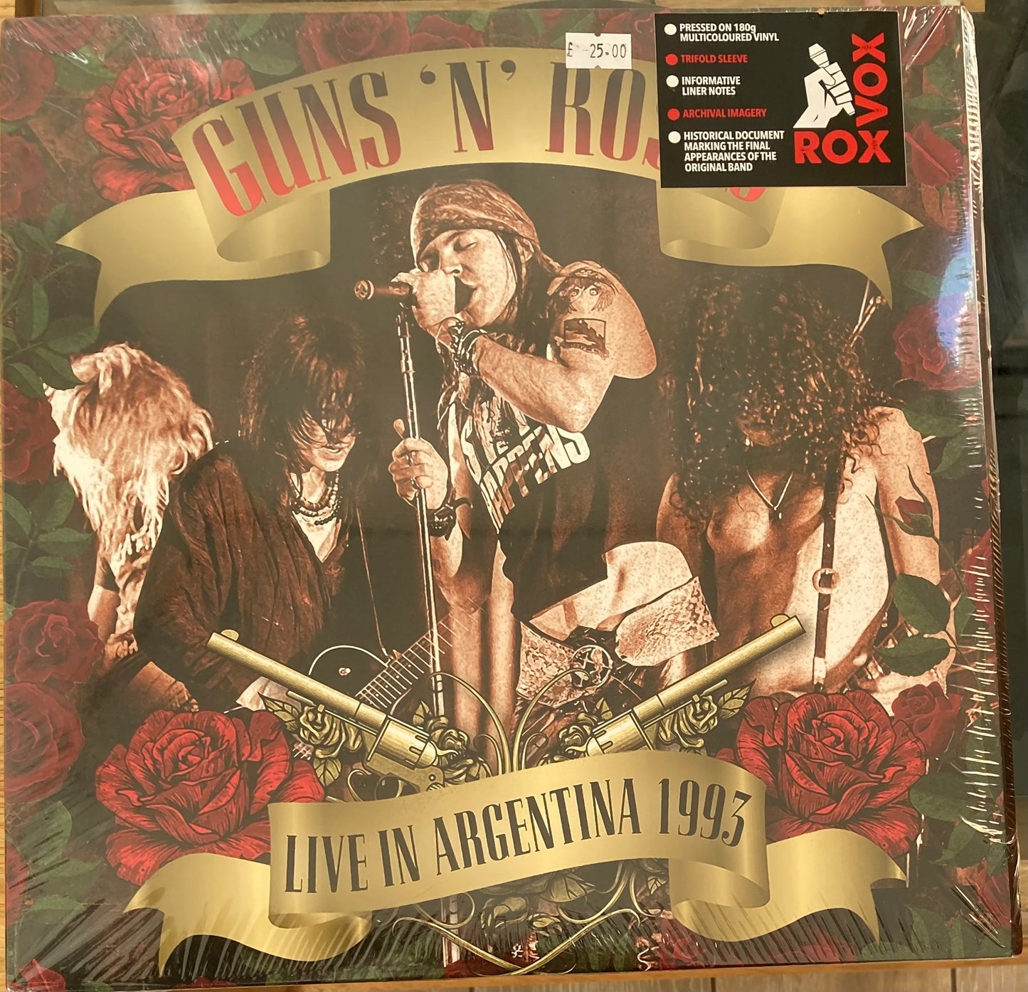 The front of 'Guns N' Roses Live in Argentina, 1993' on vinyl