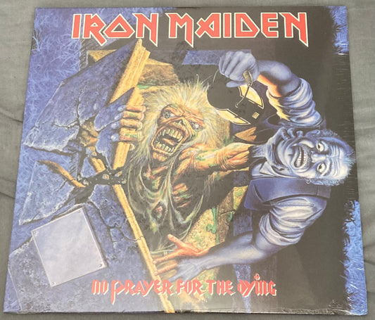 The front of 'Iron Maiden - No Prayer for the Dying' on vinyl