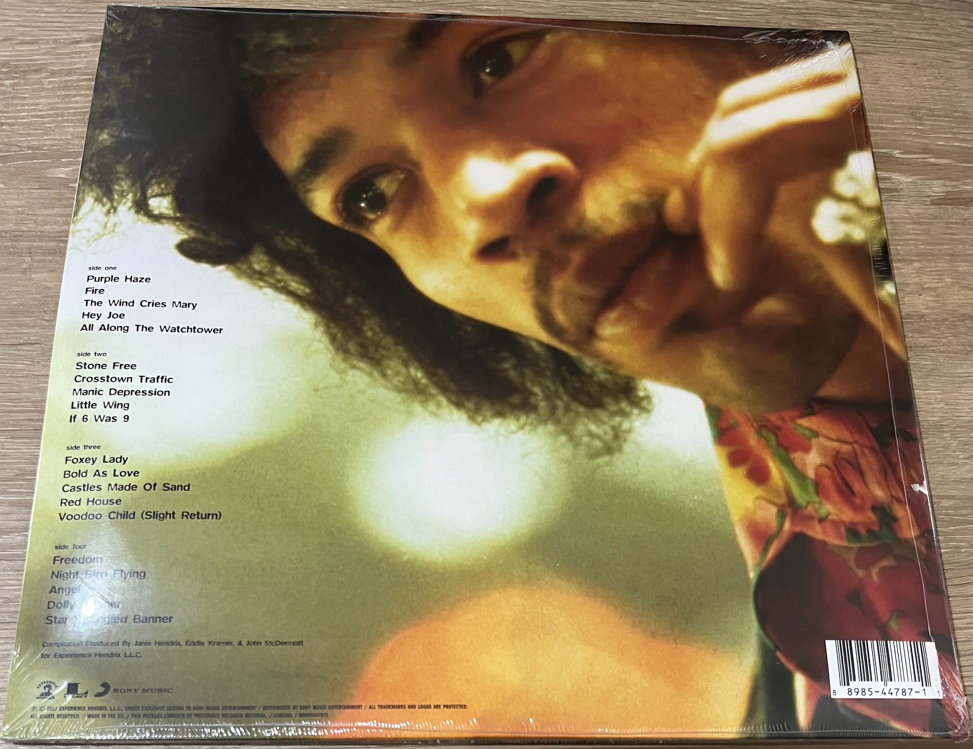 The back of 'Jimi Hendrix Experience' on vinyl