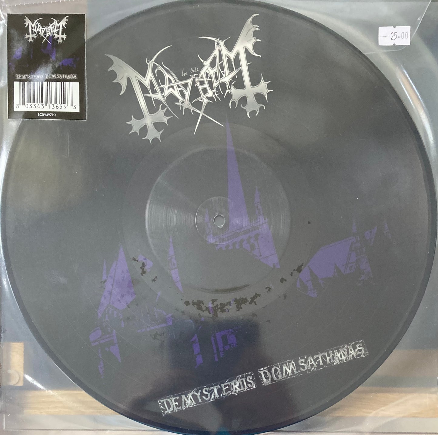 The front of 'Mayhem De Mysteriis Dom Sathanas' on vinyl