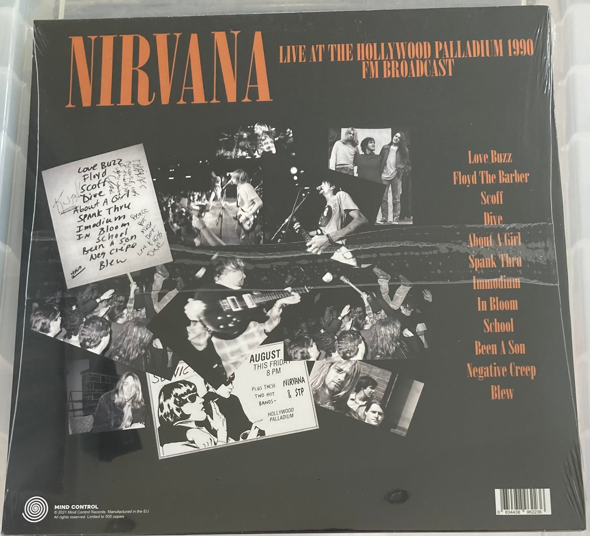 The back of 'Nirvana California Über Alles' on vinyl