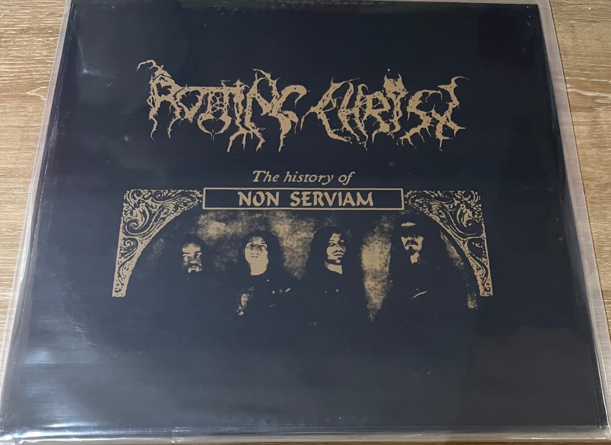The back of 'Rotting Christ Non Serviam' on vinyl