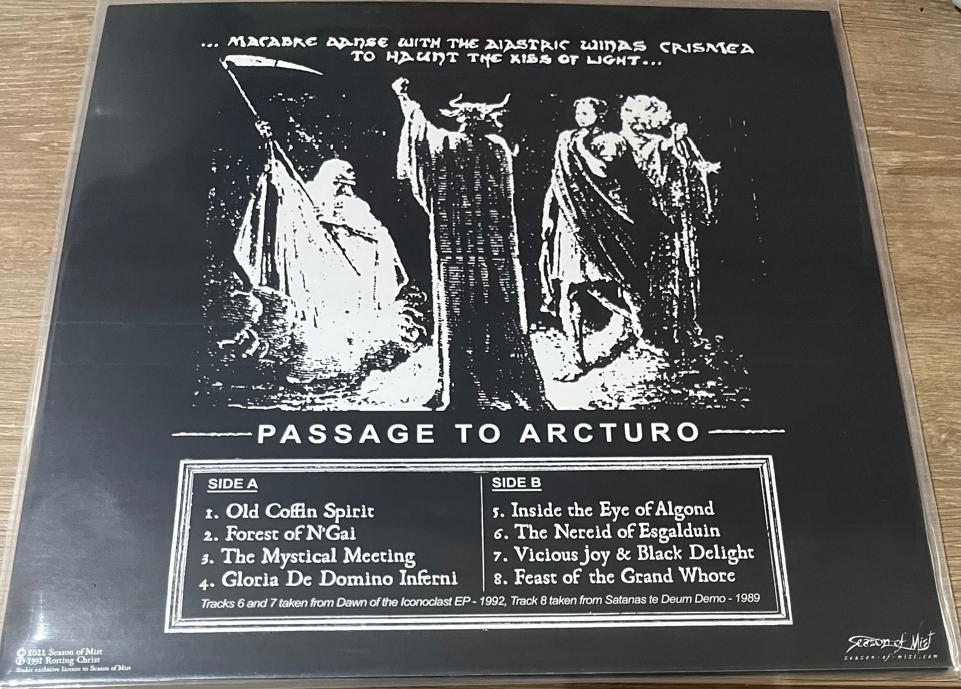 The back of 'Rotting Christ Passage to Arcturo' on vinyl