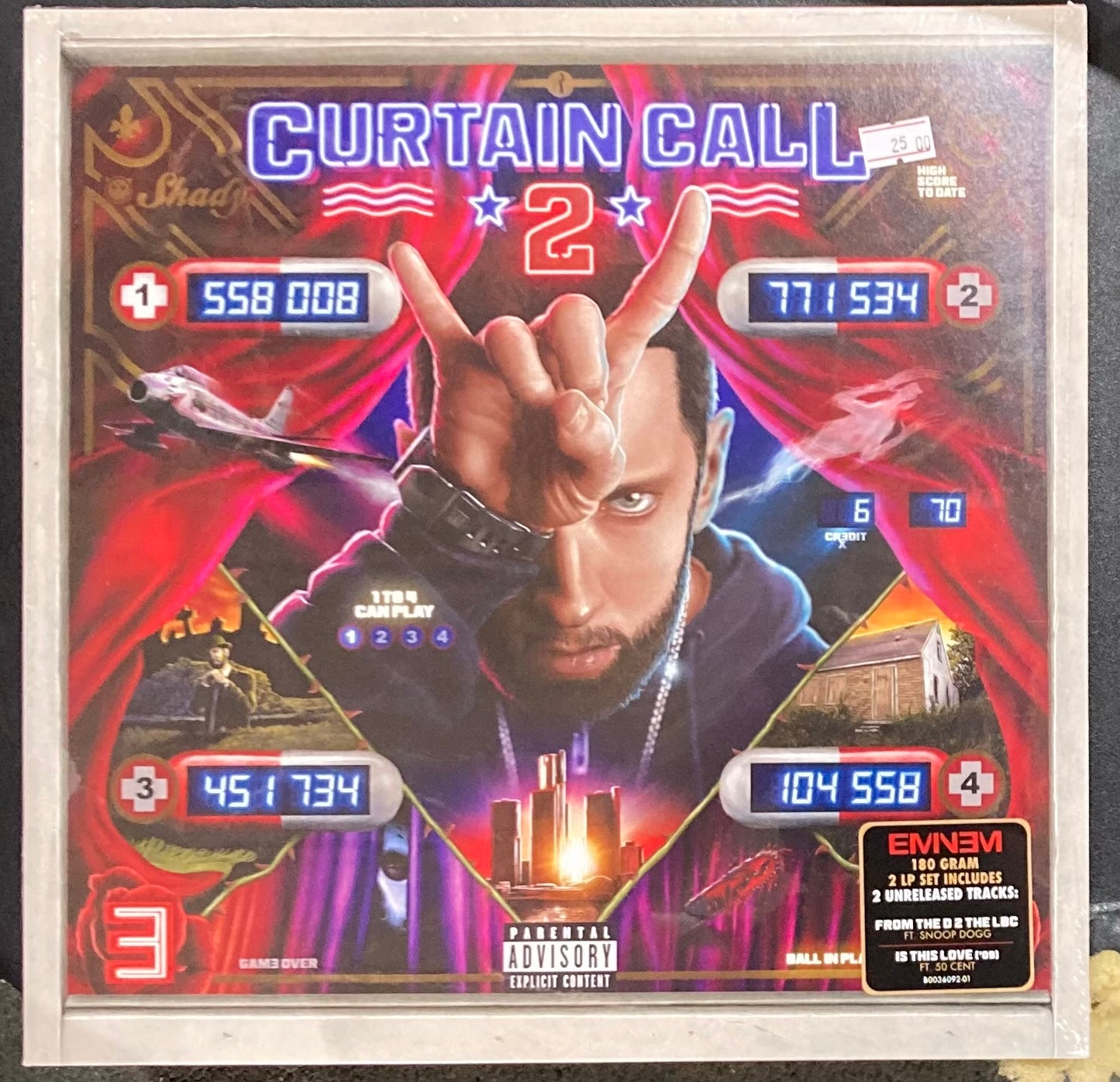 The front of 'Eminem - Curtain Call 2' on vinyl