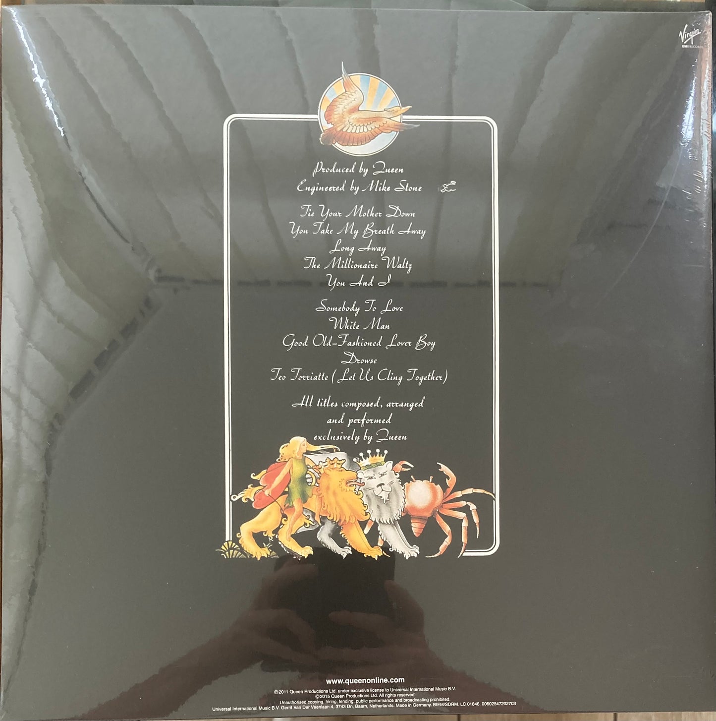 The back of ‘Queen A Day at the Races’ on vinyl