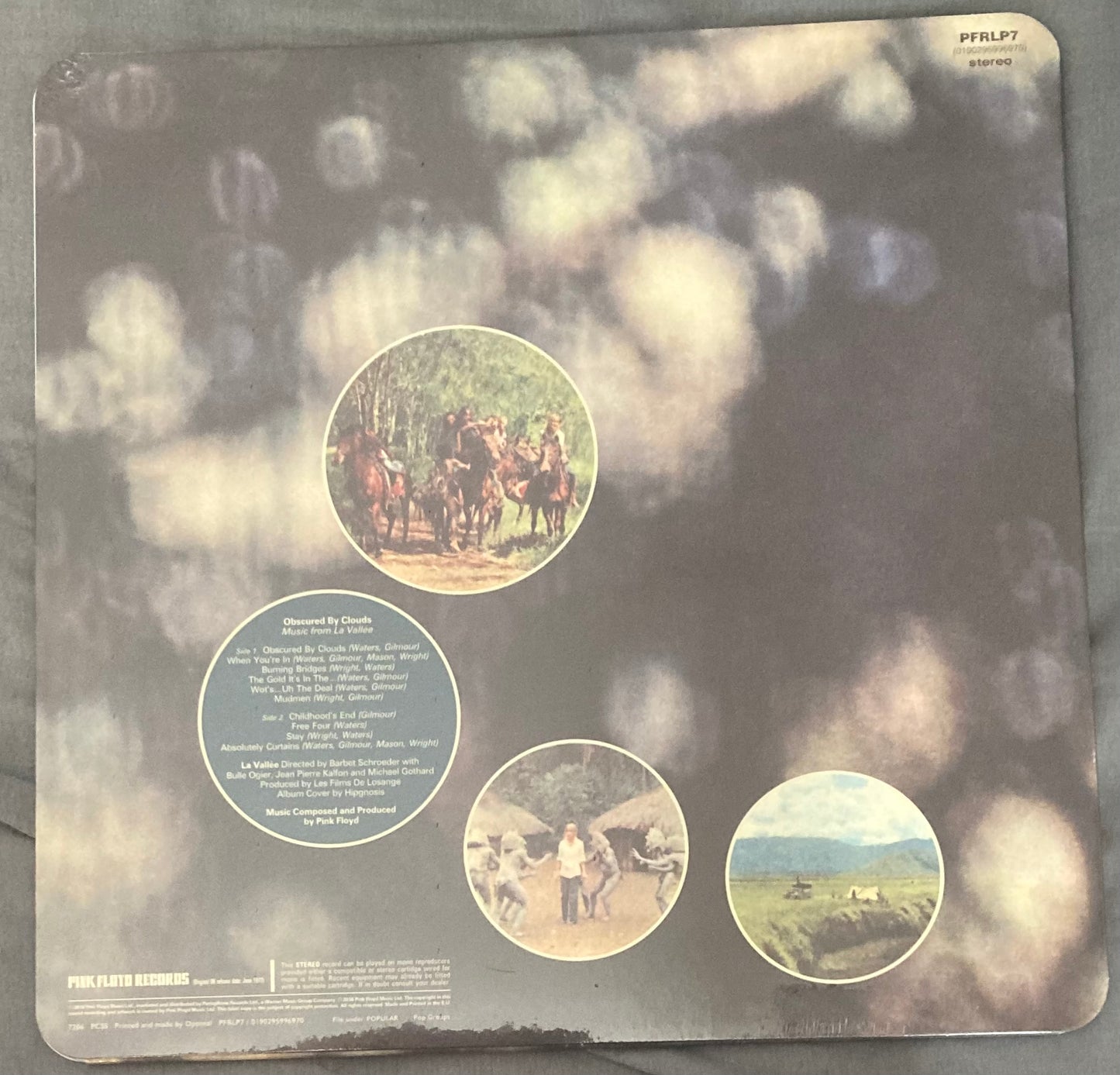 The back of Pink Floyd - Obscured by Clouds on vinyl