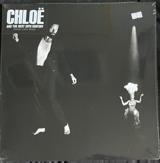 Vinyl record cover with black and white images of a man and a woman, featuring the text 'Chloe and the Next 20th Century' by Father John Misty.