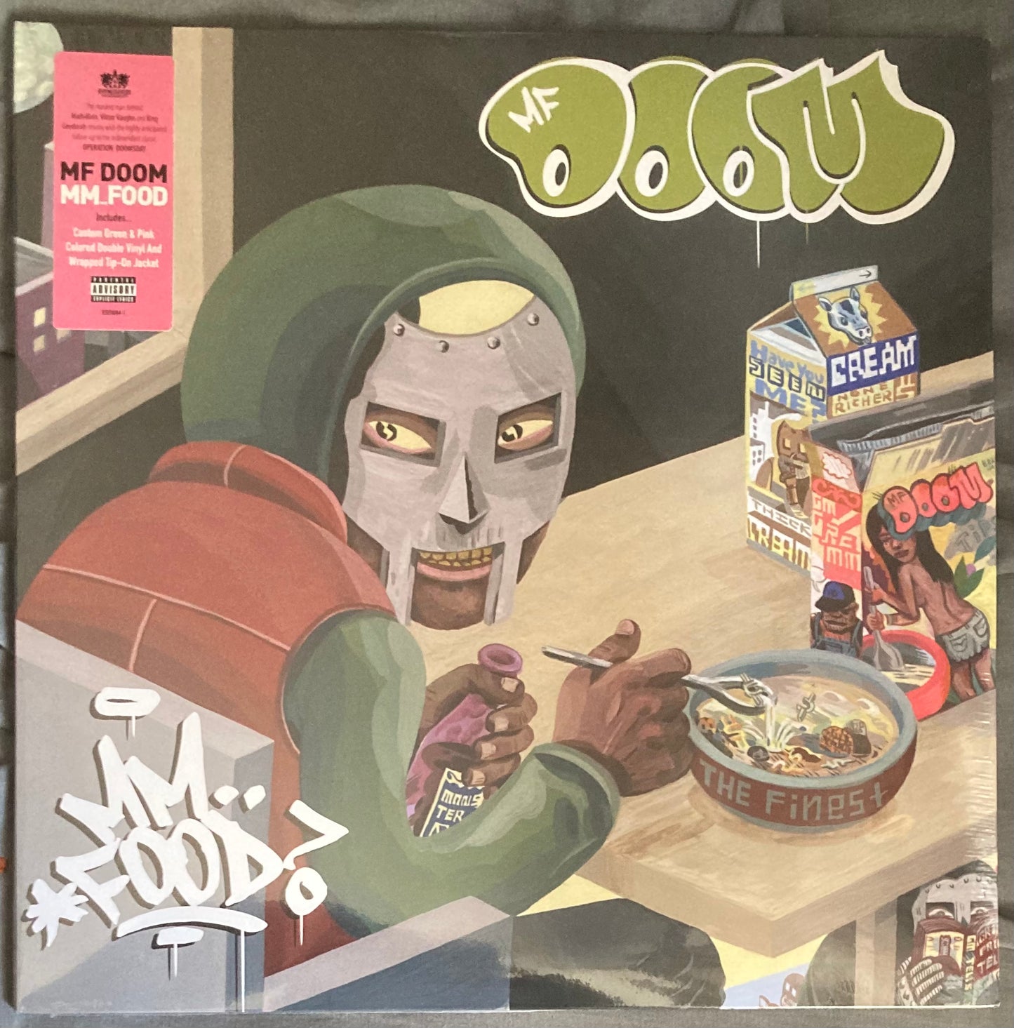 The front of 'MF DOOM 'MM..FOOD' on vinyl