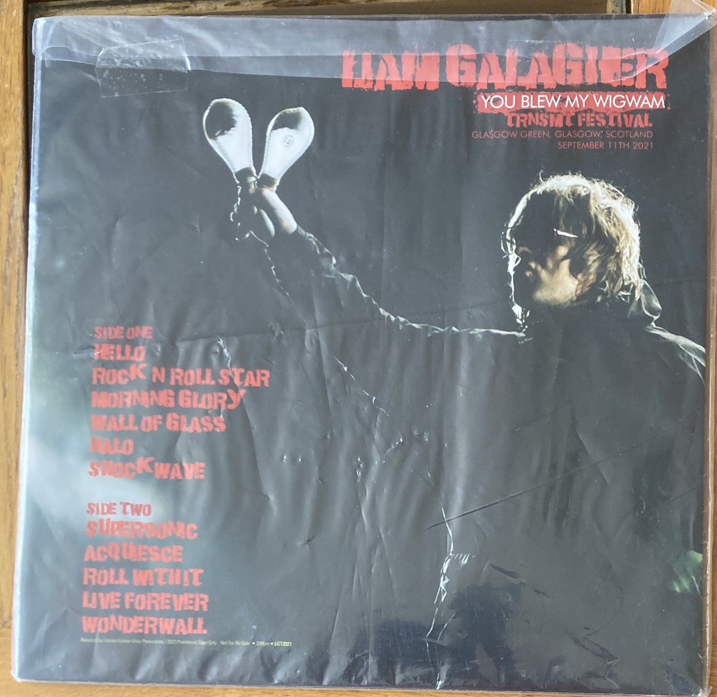 The back of 'Liam Gallagher - You Blew My Wigwam' on vinyl