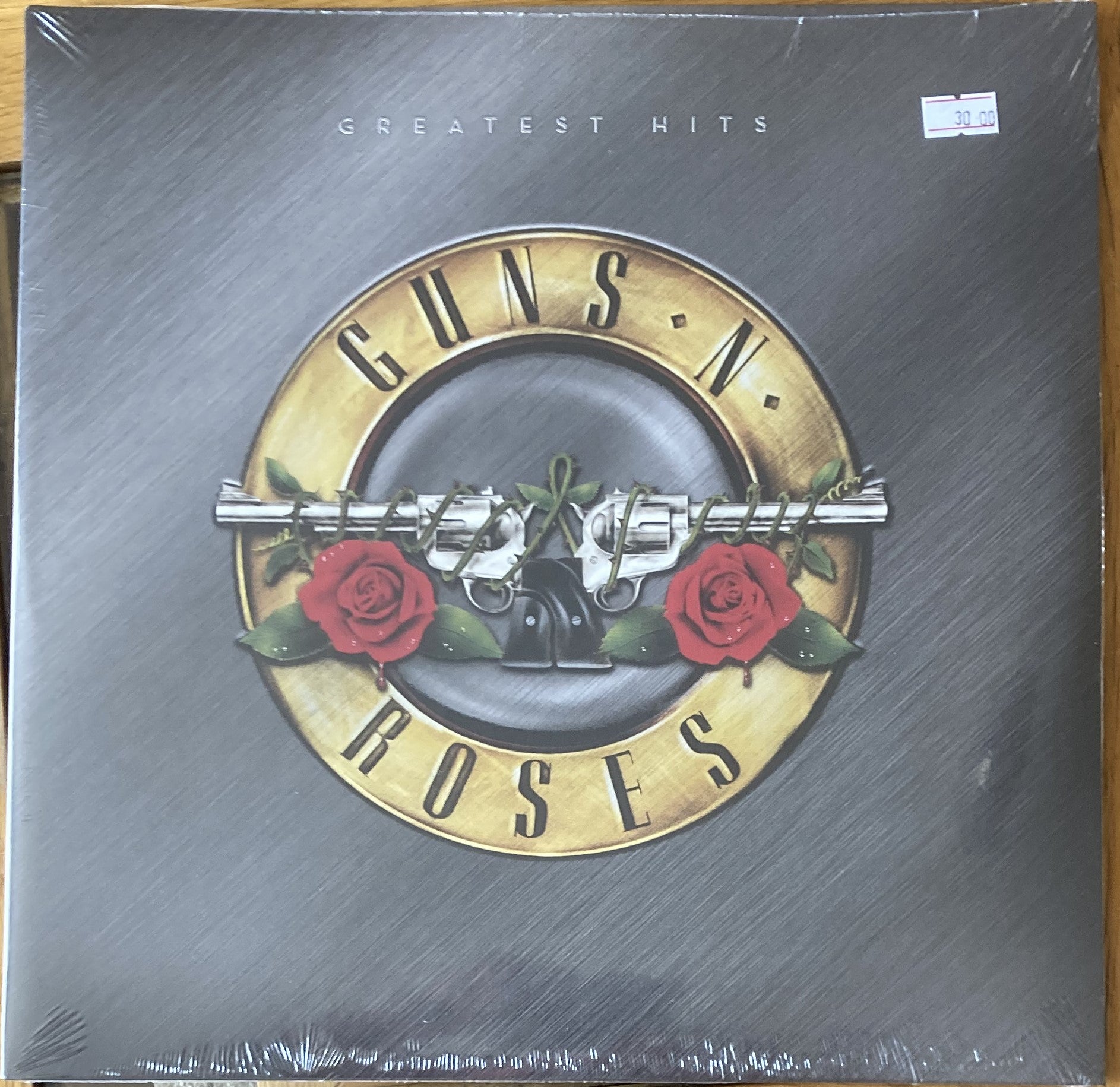 The front of 'Guns'n'Roses - Appetite for Destruction' on vinyl