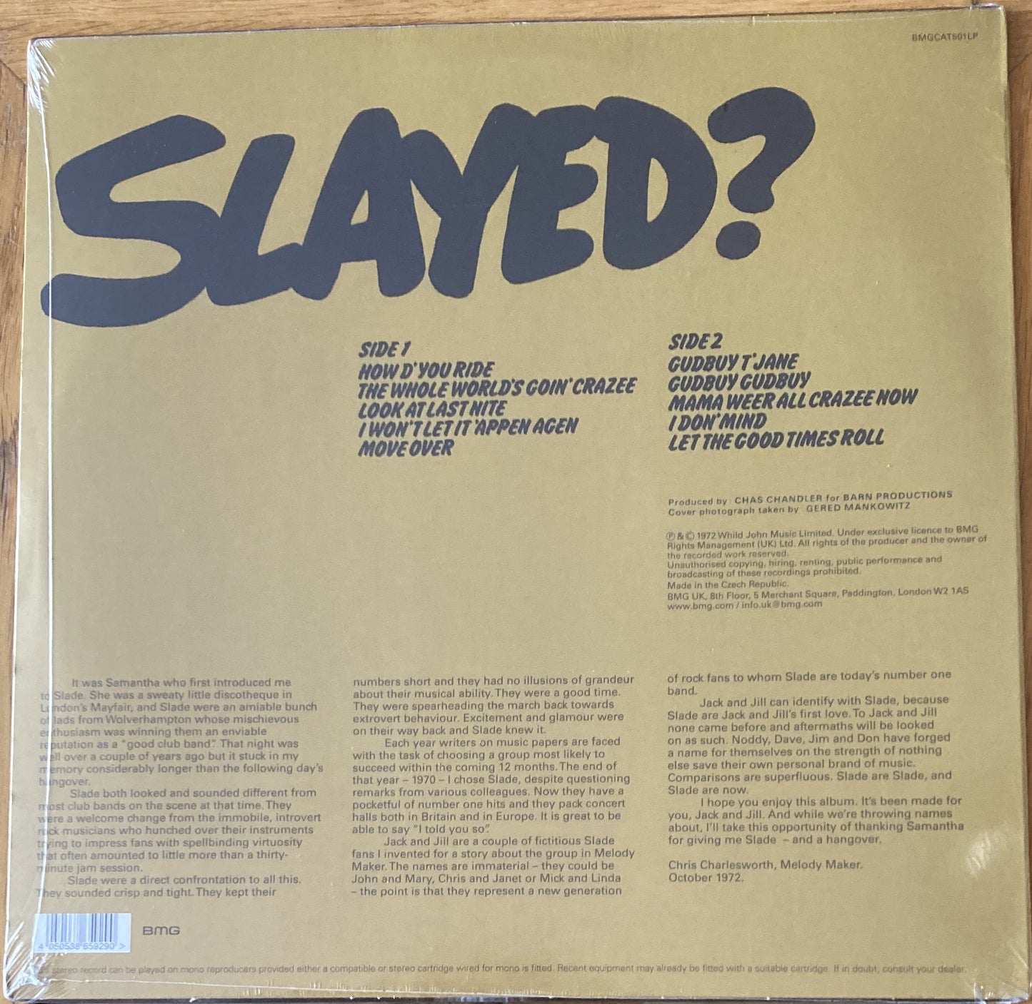 The back of 'Slade - Slayed?' on vinyl