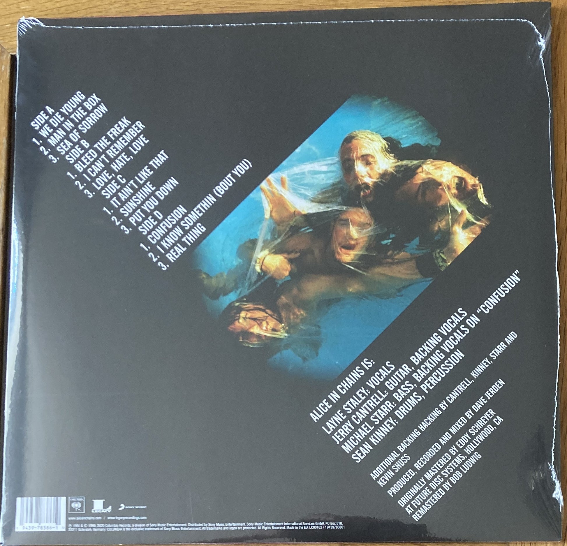 The back of 'Alice in Chains - Facelift' on vinyl