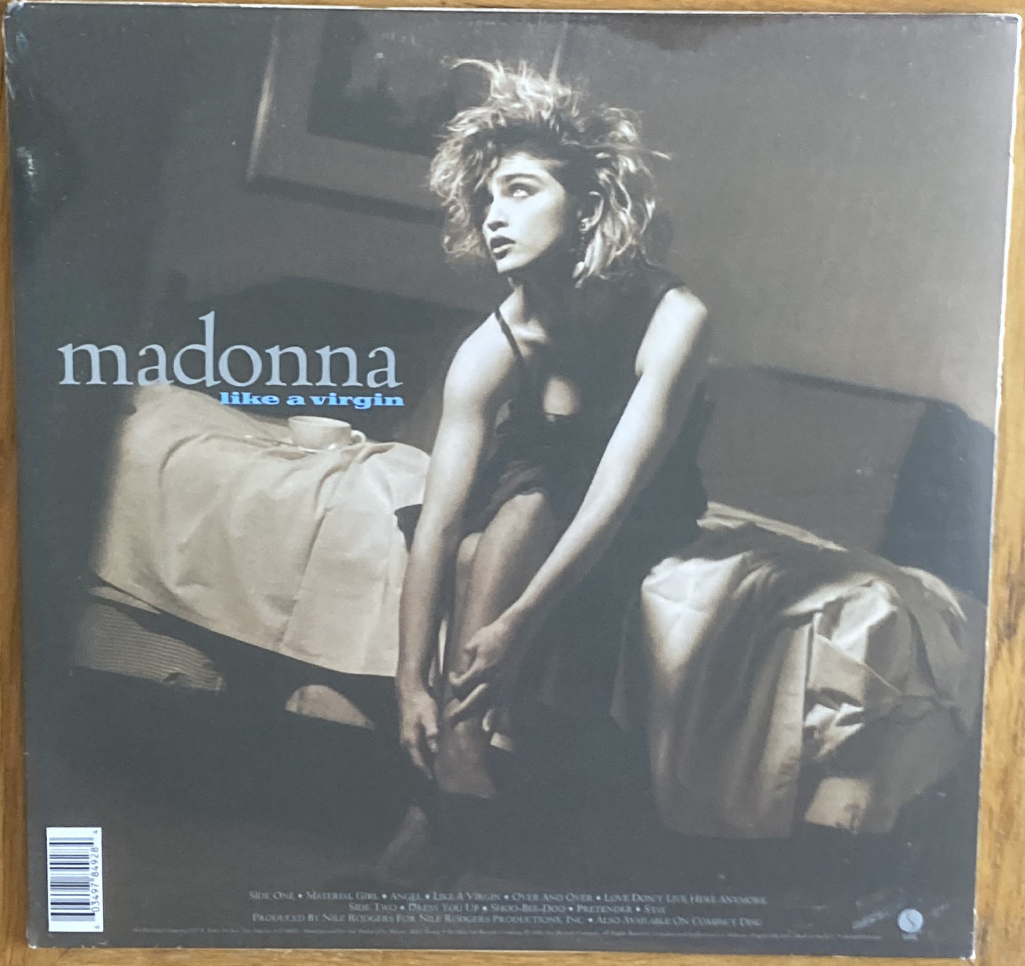 The back of 'Madonna - Like a Virgin' on vinyl