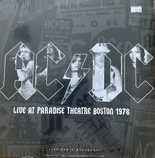 The front of 'AC/DC - Live at Paradise Theatre Boston 1978' on vinyl