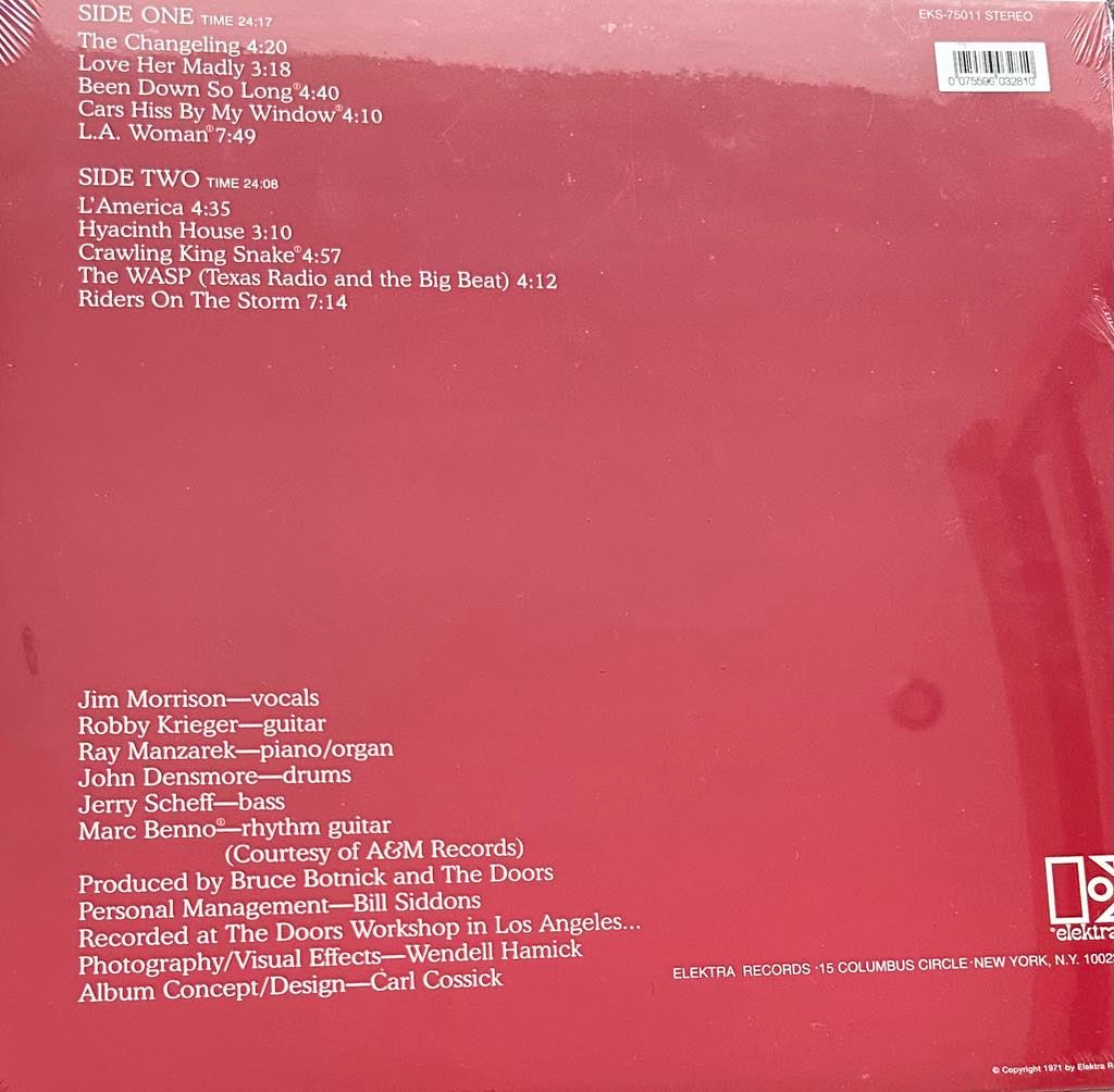 The back of 'The Doors - LA Woman' on vinyl
