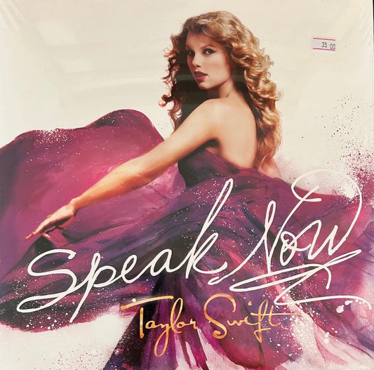 The front of 'Taylor Swift - Speak Now' on vinyl