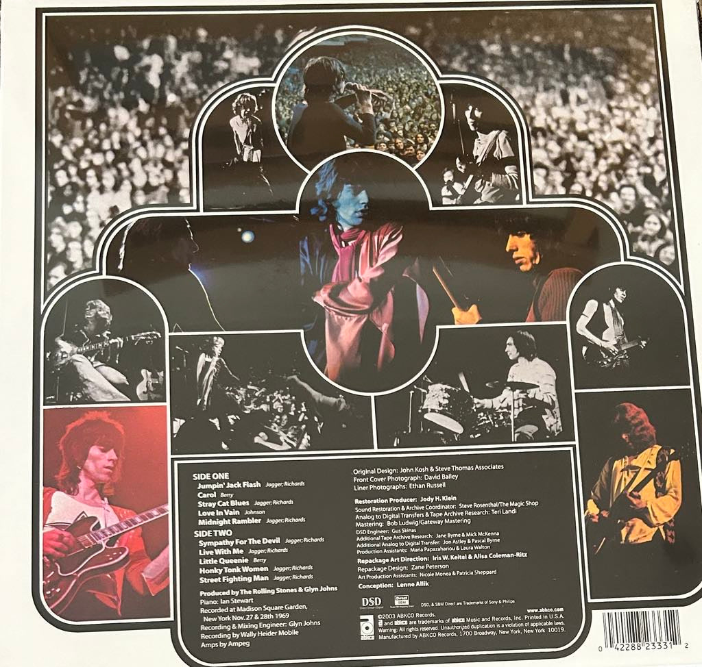 The back of 'The Rolling Stones - Get Yer Ya Yas Out' on vinyl