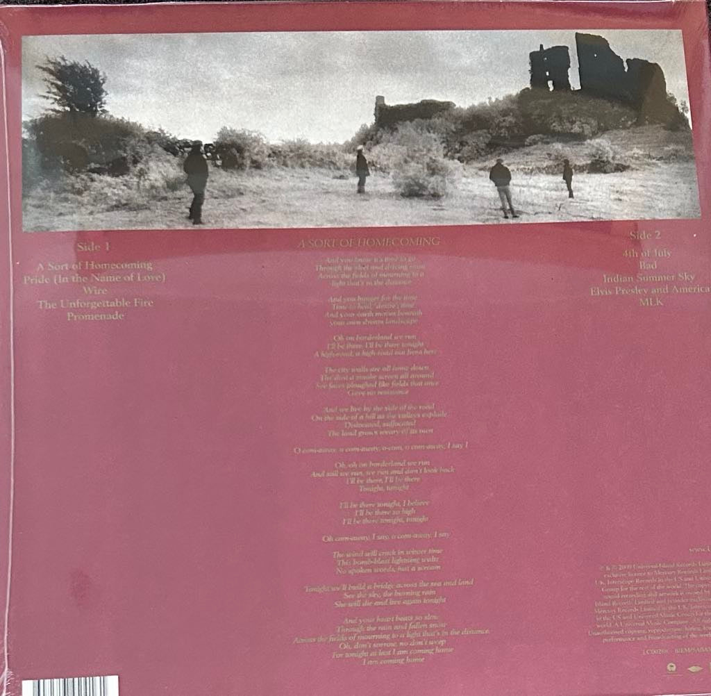 The back of 'U2 - The Unforgettable Fire' on vinyl
