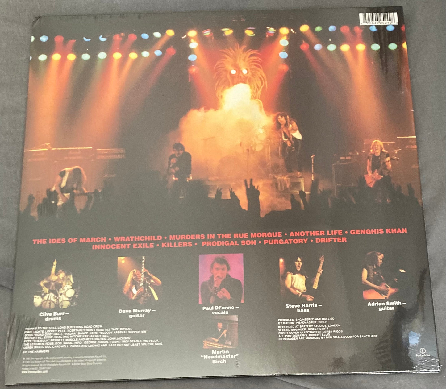 The back of 'Iron Maiden Killers' on vinyl